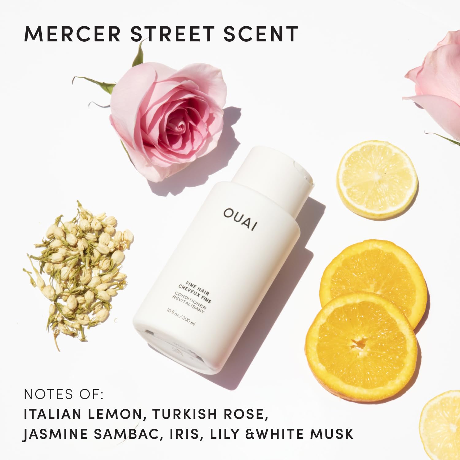 White Smoke OUAI Fine Hair Conditioner - Volumizing Conditioner for Fine Hair Made with Keratin, Biotin and Chia Seed Oil - Adds Softness, Bounce and Volume - Free from Parabens, Sulfates, and Phthalates (10 Oz)