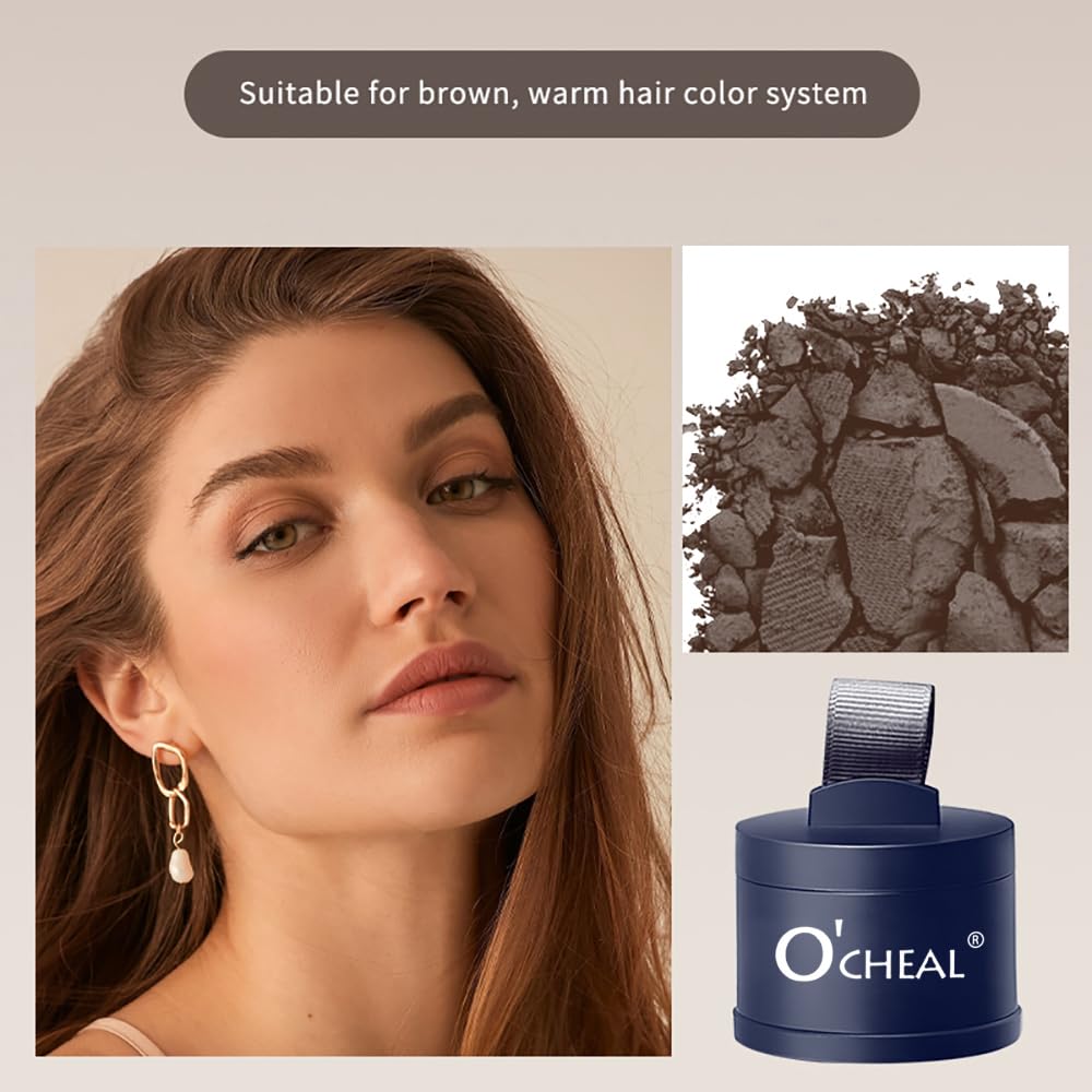 Light Gray O'CHEAL Hairline Powder Dark Brown, Waterproof Hair Fibers for Thinning Hair, Instantly Root Touch Up Hair Color for Gray Hair Coverage, Long Lasting Hair Line Shadow Toppers Powder for Men and Women