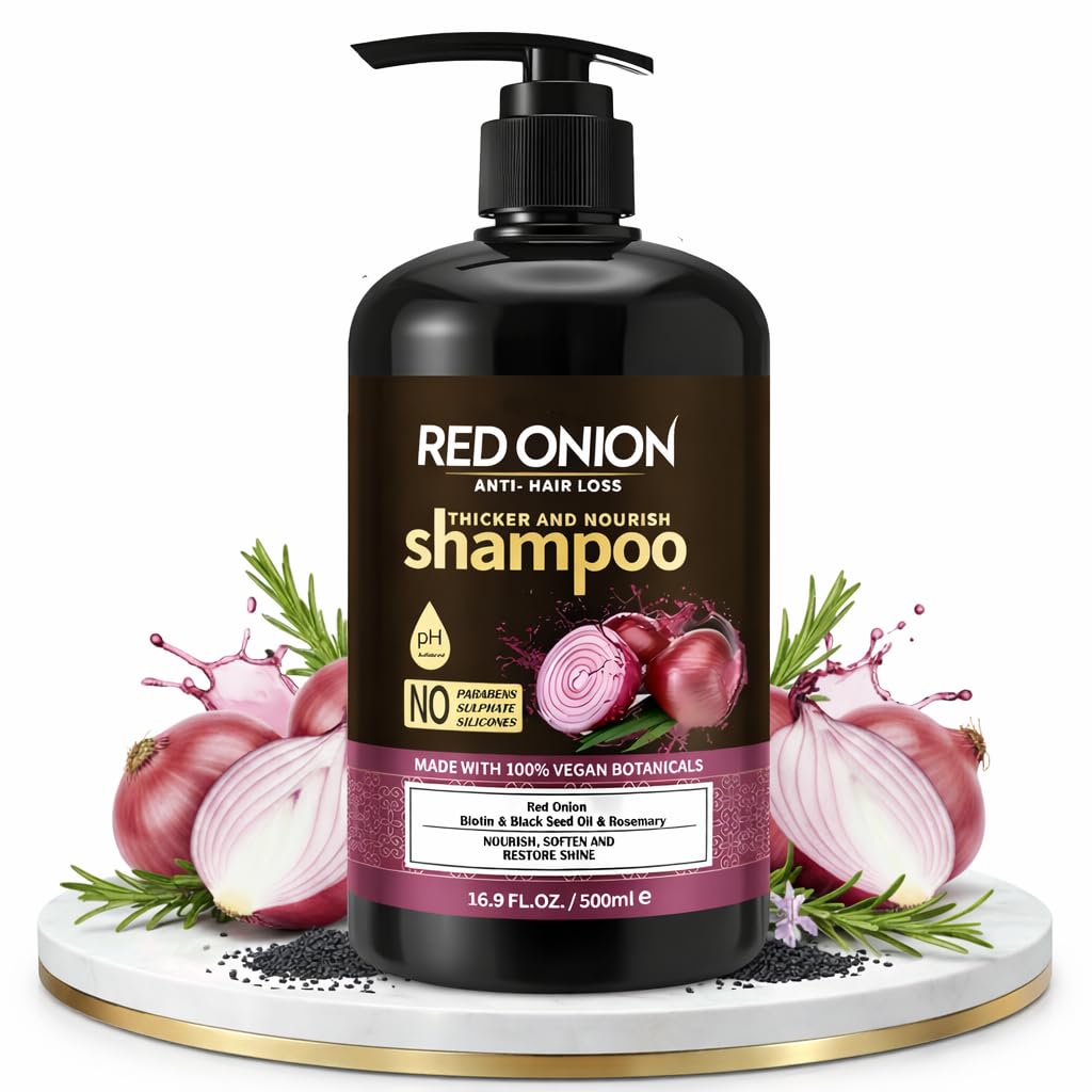 White Smoke Red Onion Shampoo Biotin Keratin 500ml- Anti Hair Loss, Anti Dandruff Shampoo for Hair Growth & Thickening - Salon Grade 100% Vegan, Nourishing Care to Restore Shine Paraben & Sulphate Free