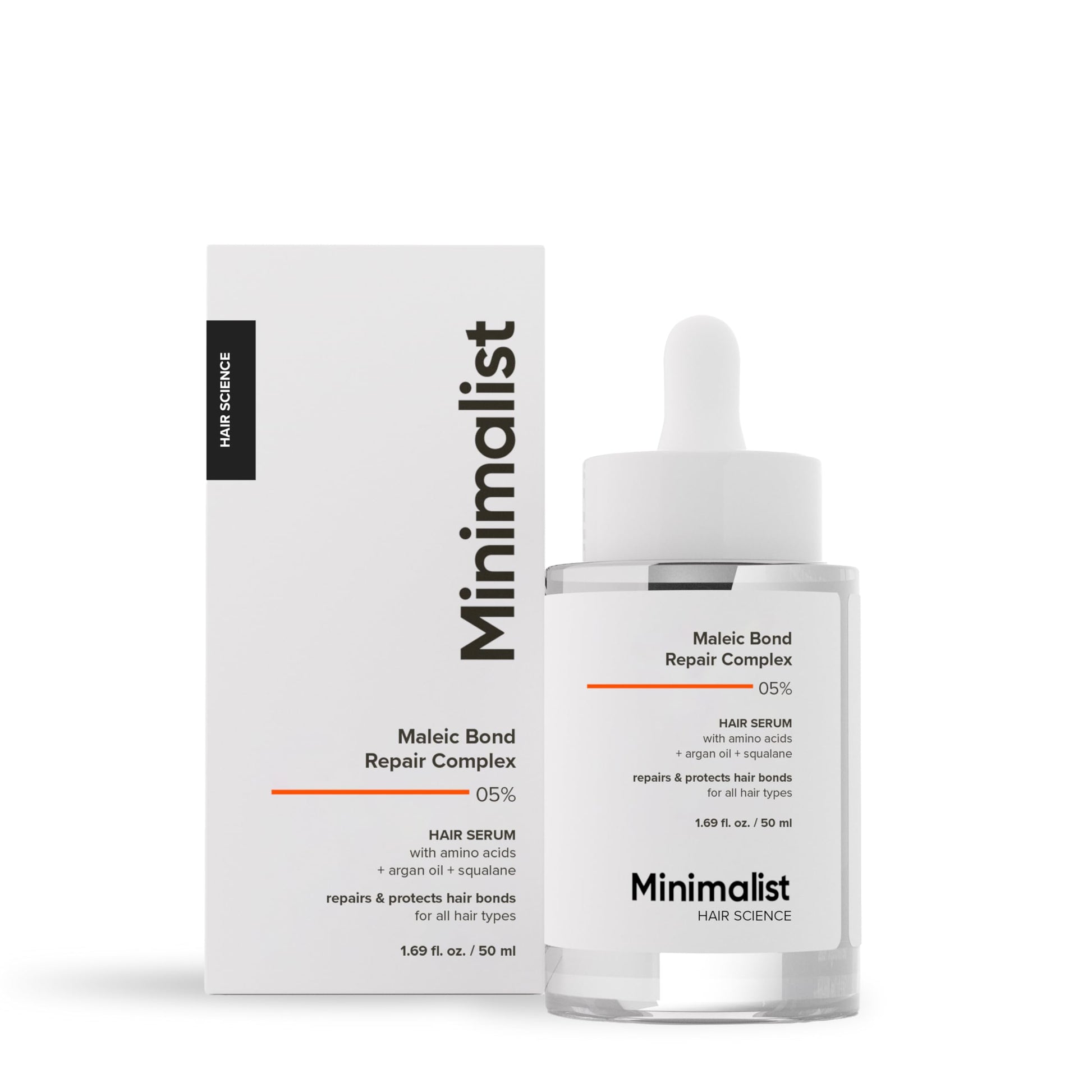 Lavender Minimalist Hair Serum for Strengthening & Repairing Damaged Hair | Patent Pending Formula | Maleic Bond Repair Complex 05% | With Amino Acids, Argan Oil & Squalane | For Women & Men | 1.7 Fl Oz/ 50 ml