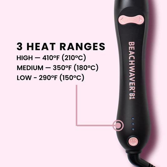 Lavender Blush The Beachwaver Co. B1 Rotating Curling Iron - Automatic 1" Ceramic Curling Iron - Easy-to-Use Spinning Wand for Long-Lasting Waves, Auto-Shut Off, Travel-Friendly, Dual Voltage (BW160), Midnight Rose