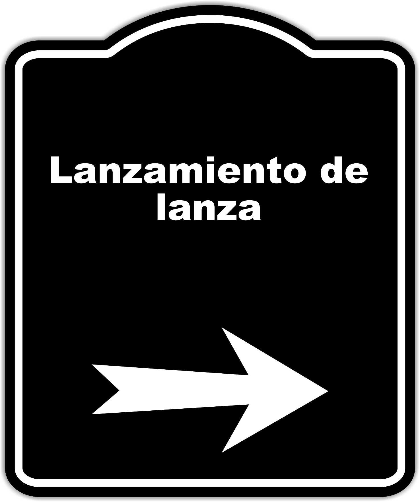Black Lanzamiento de lanza Spanish Black Sign Arrow Right Aluminum Composite Sign 20 x 24 inches