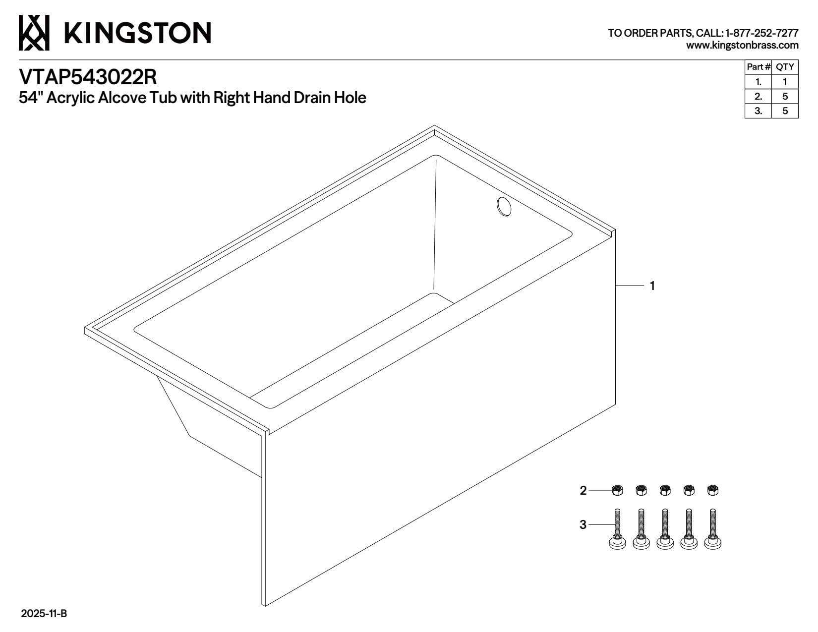 White Smoke Kingston Brass VTAP543022R Aqua Eden Alcove Tub, White