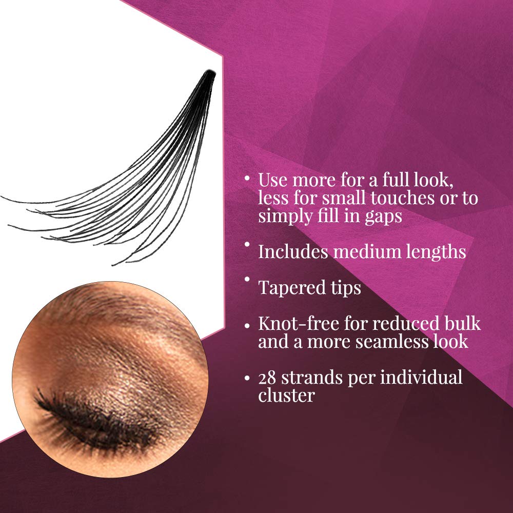 White Smoke Ardell Individual Lashes Double Up - Medium Black, DIY, Cluster Eyelash Extensions, Knot-Free Eyelash Clusters, Lash Extension, 4 Pack