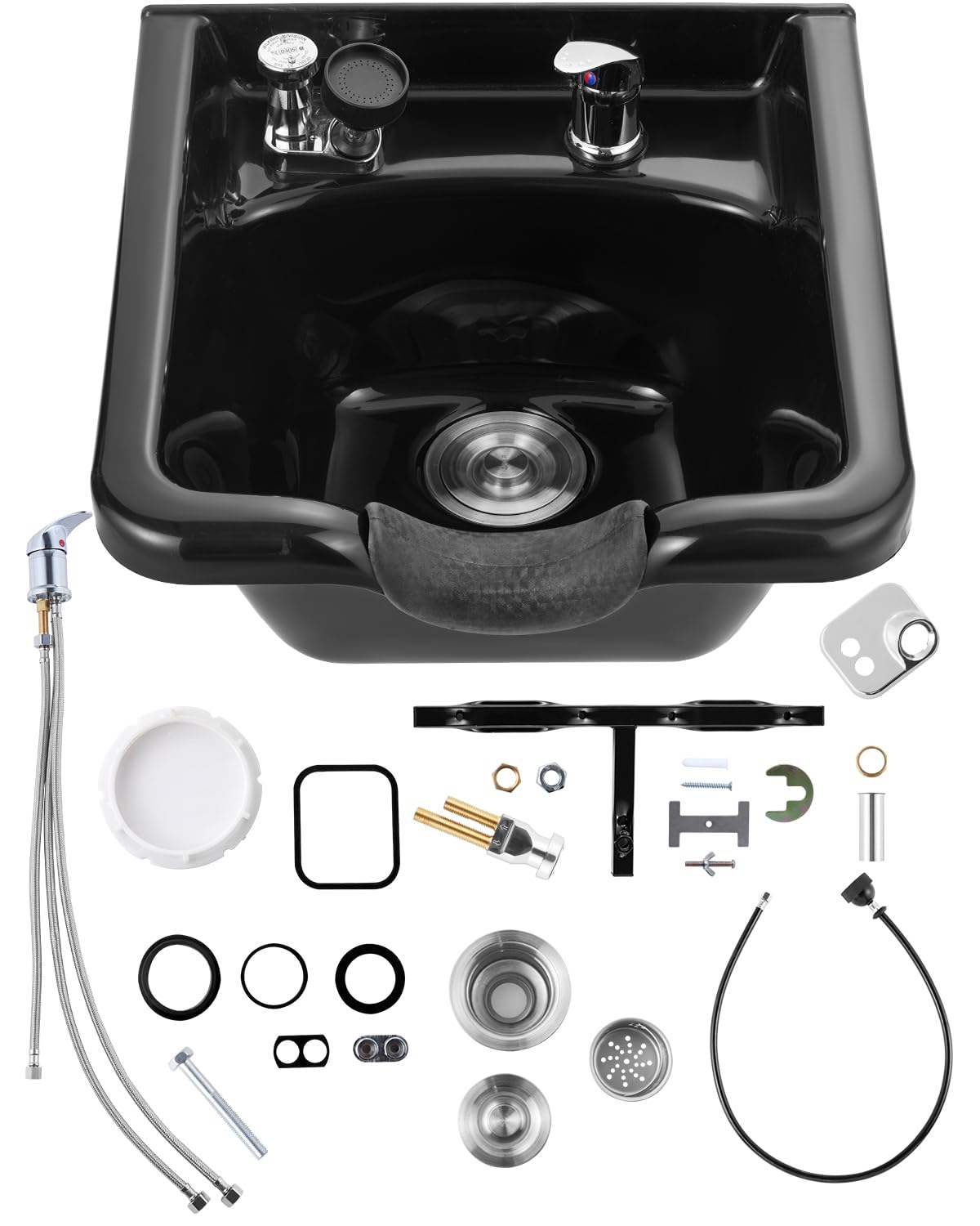 White Smoke VEVOR Shampoo Basin, Black Hairdresser Sink Shampoo Bowl Sink, ABS Plastic Salon and Spa Hair Washing Sink, Hair Backwash Basin Beauty Salon Equipment for Hair Stylists