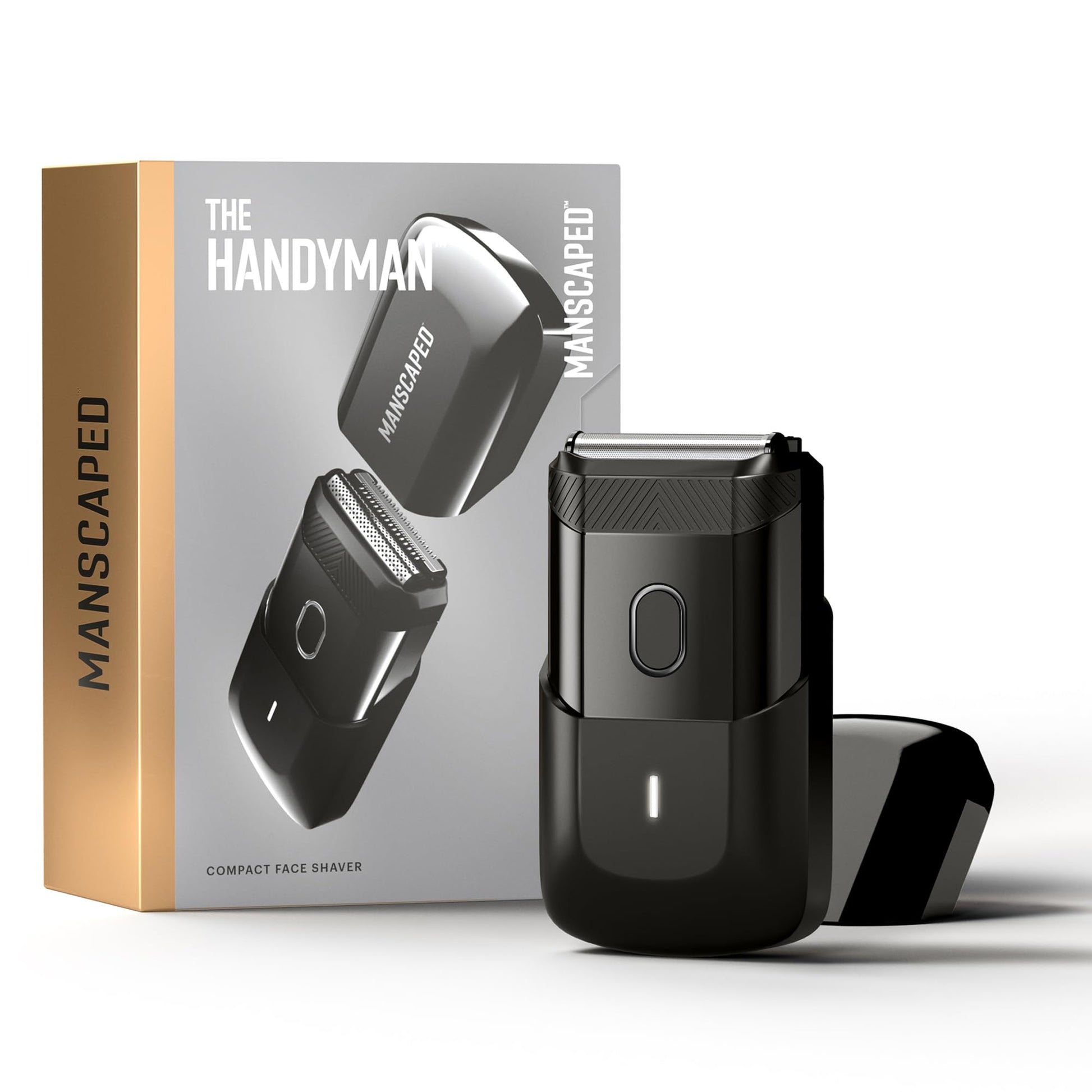 White Smoke MANSCAPED® The Handyman™ Compact Face Shaver – Portable Men’s Travel Facial Hair Groomer, USB-C Rechargeable Razor, Electric Foil Face Shaver, Waterproof, Cordless, Dual-Action SkinSafe® Foil Blades
