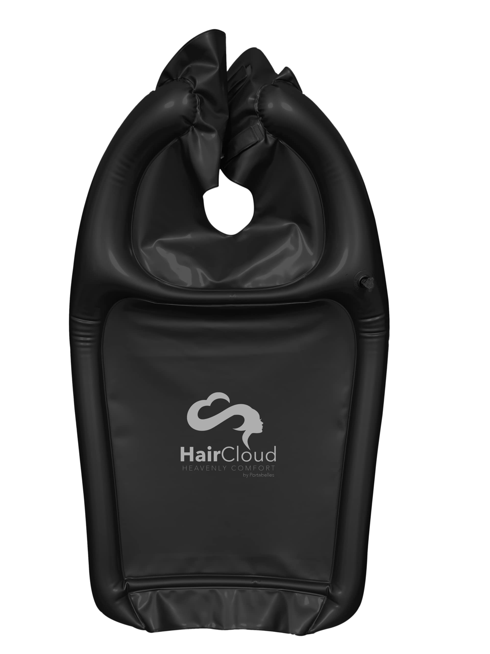 Dark Slate Gray Inflatable Shampoo Funnel Cape for Washing Hair in Any Chair and Basin. Black Portable Tray Device to Use in Salon, at Home, Nursing Home or Hospital to Help Keep Clothes Dry! Pump Included!