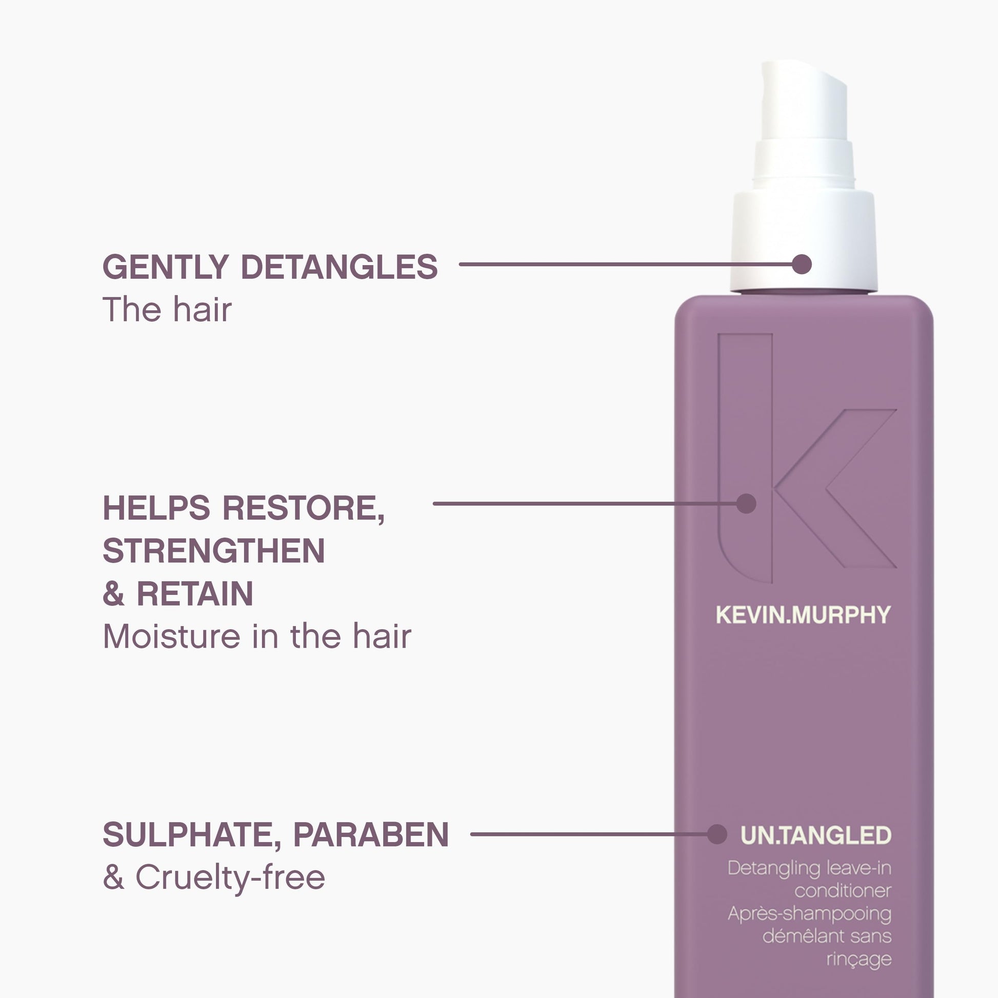 White Smoke KEVIN.MURPHY UN.TANGLED - Hair Detangler Leave-In Conditioner Spray - For All Hair Types - With Australian Fruit Extracts - 150 mL / 5.1 fl oz