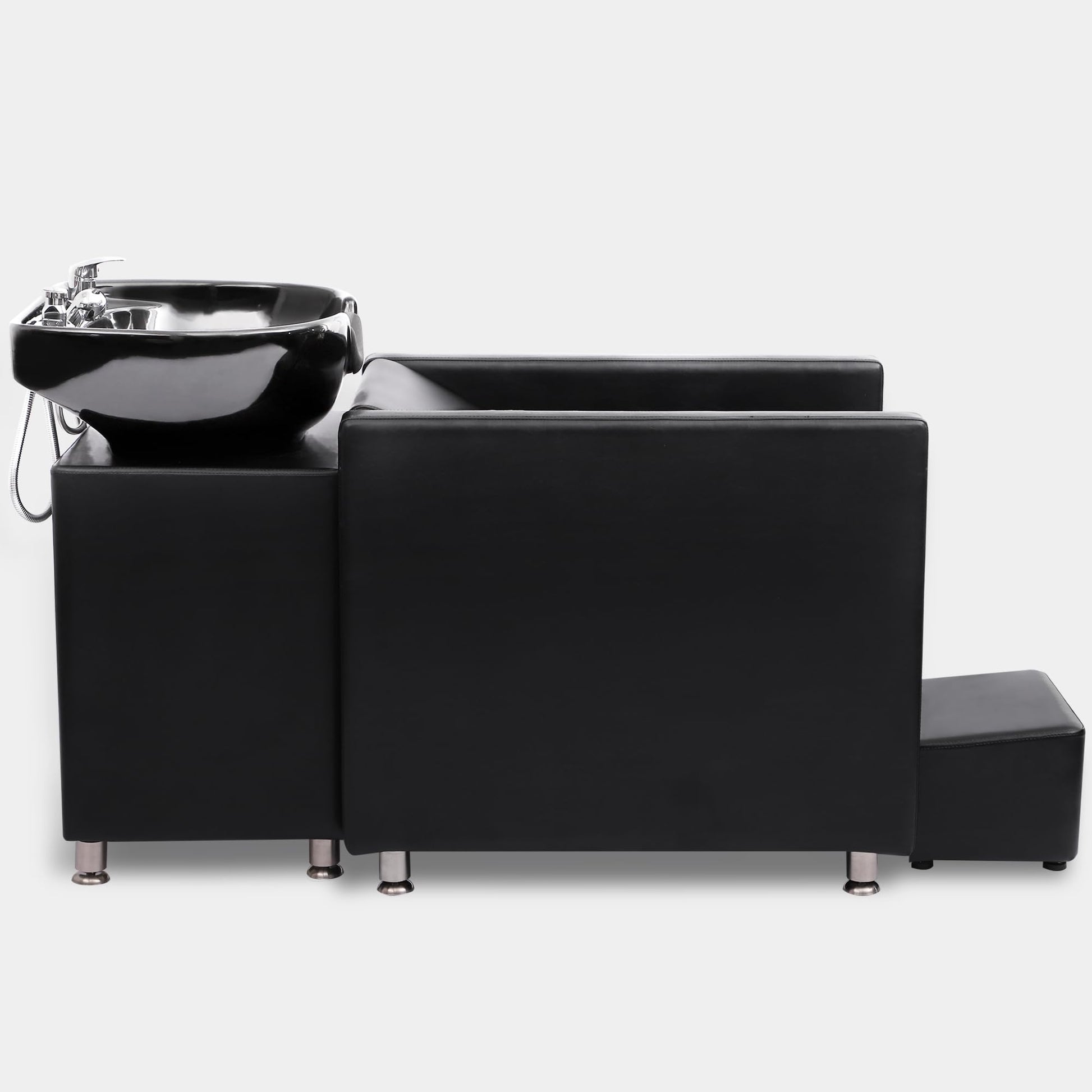 Black YOCONYO Backwash Shampoo Station Chair, Shampoo Bowl and Chair Set for Salon, Hair Washing Station for Hair Stylist, Backwash Chair with Ceramic Bowl, Sink Chair Station for Barbershop