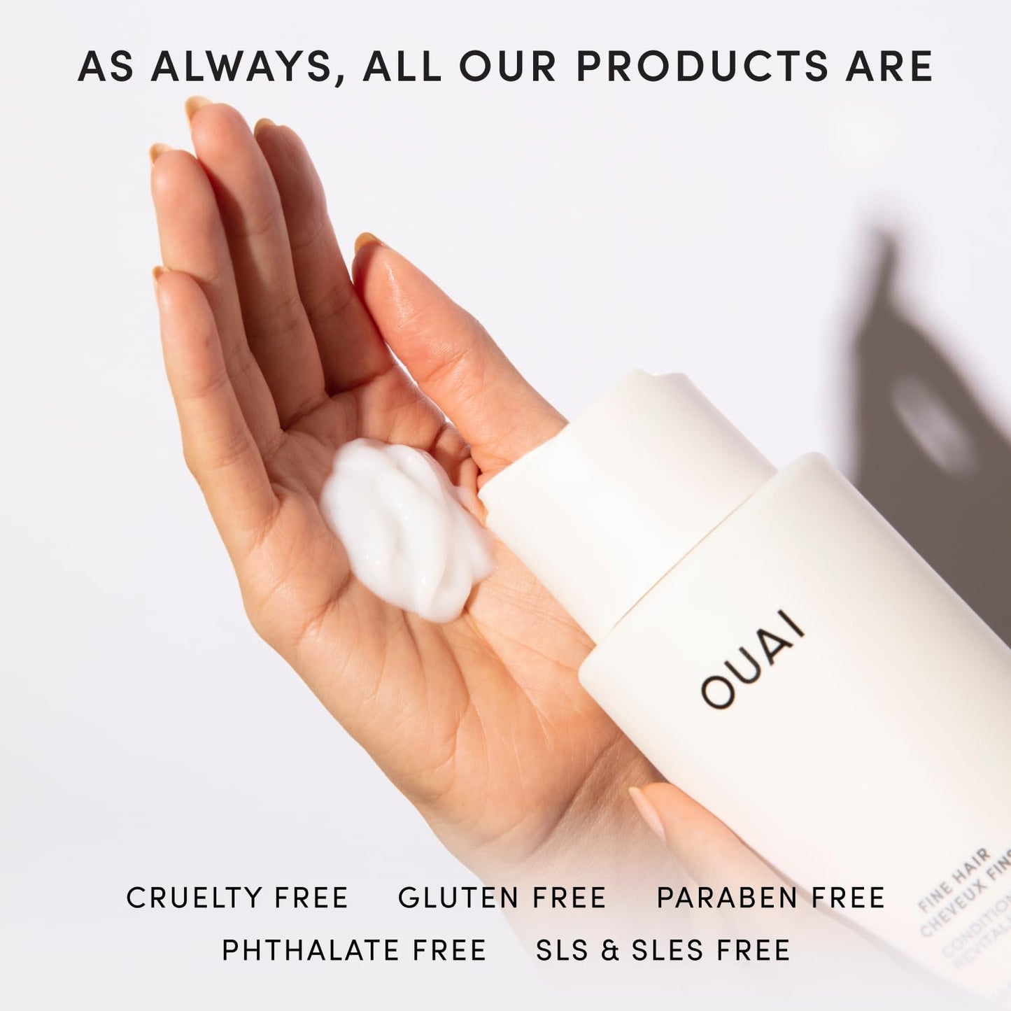 White Smoke OUAI Fine Hair Conditioner - Volumizing Conditioner for Fine Hair Made with Keratin, Biotin and Chia Seed Oil - Adds Softness, Bounce and Volume - Free from Parabens, Sulfates, and Phthalates (10 Oz)