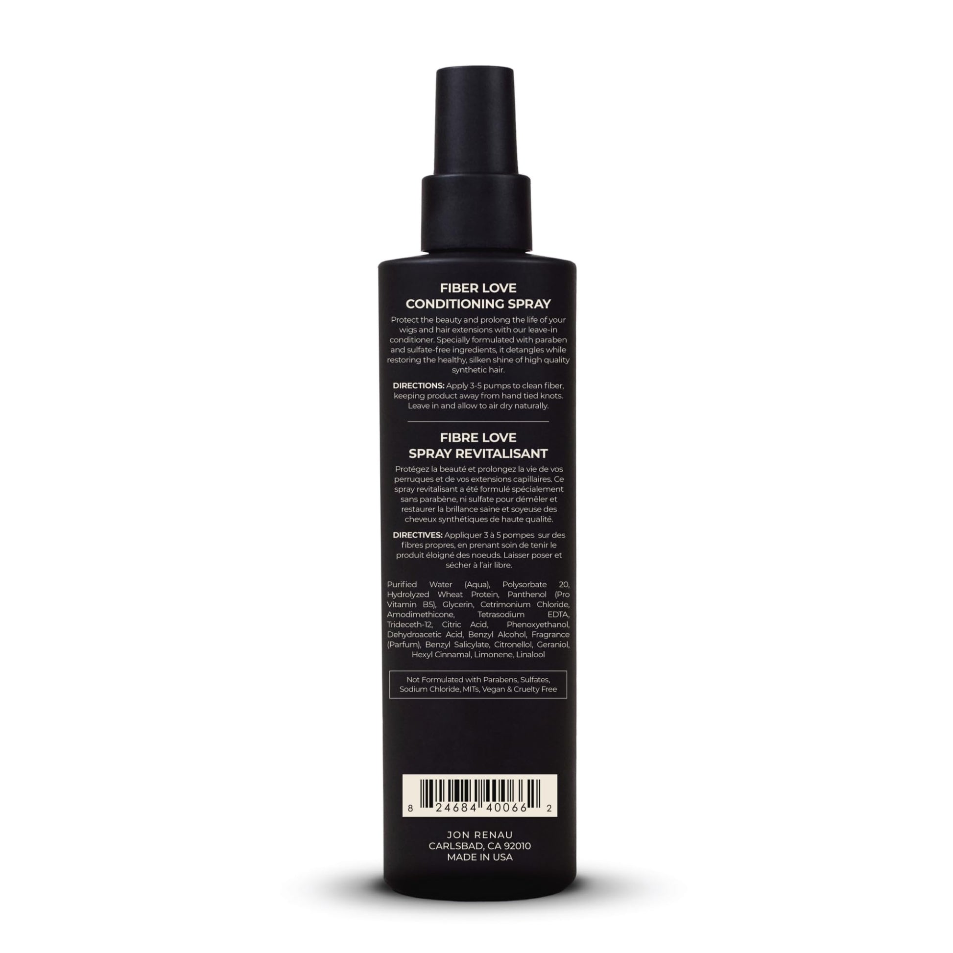White Smoke Jon Renau Fiber Love Synthetic Conditioning Spray, Leave In Conditioner for Wigs & Hair Extensions, Detangler Spray for Synthetic Hair, Paraben and Sulfate Free Wig Care, 8.5 oz