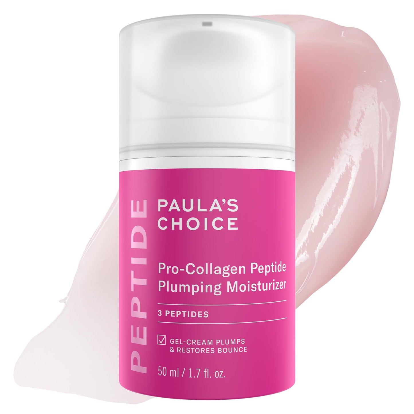 White Smoke Paula's Choice Pro-Collagen Peptide Plumping Face Moisturizer, Daily Gel Face Cream for Deep Lightweight Hydration, Wrinkles & Loss of Firmness, Fragrance-Free, 1.7 Fl Oz