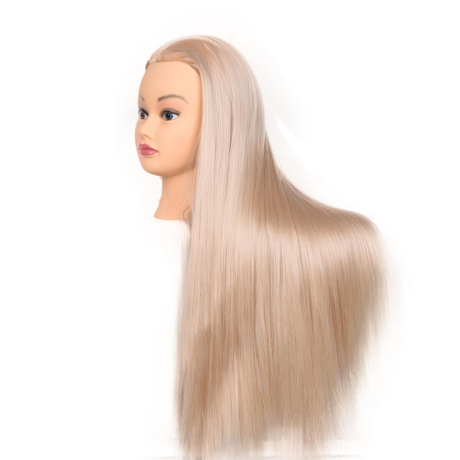 White Smoke Female Mannequin Head 26 Inch Long Hair Training Head Hair Styling Manikin Cosmetology Doll Head Synthetic Fiber Hair Dressing Salon Training Head Model with Free Clamp (Color 613)