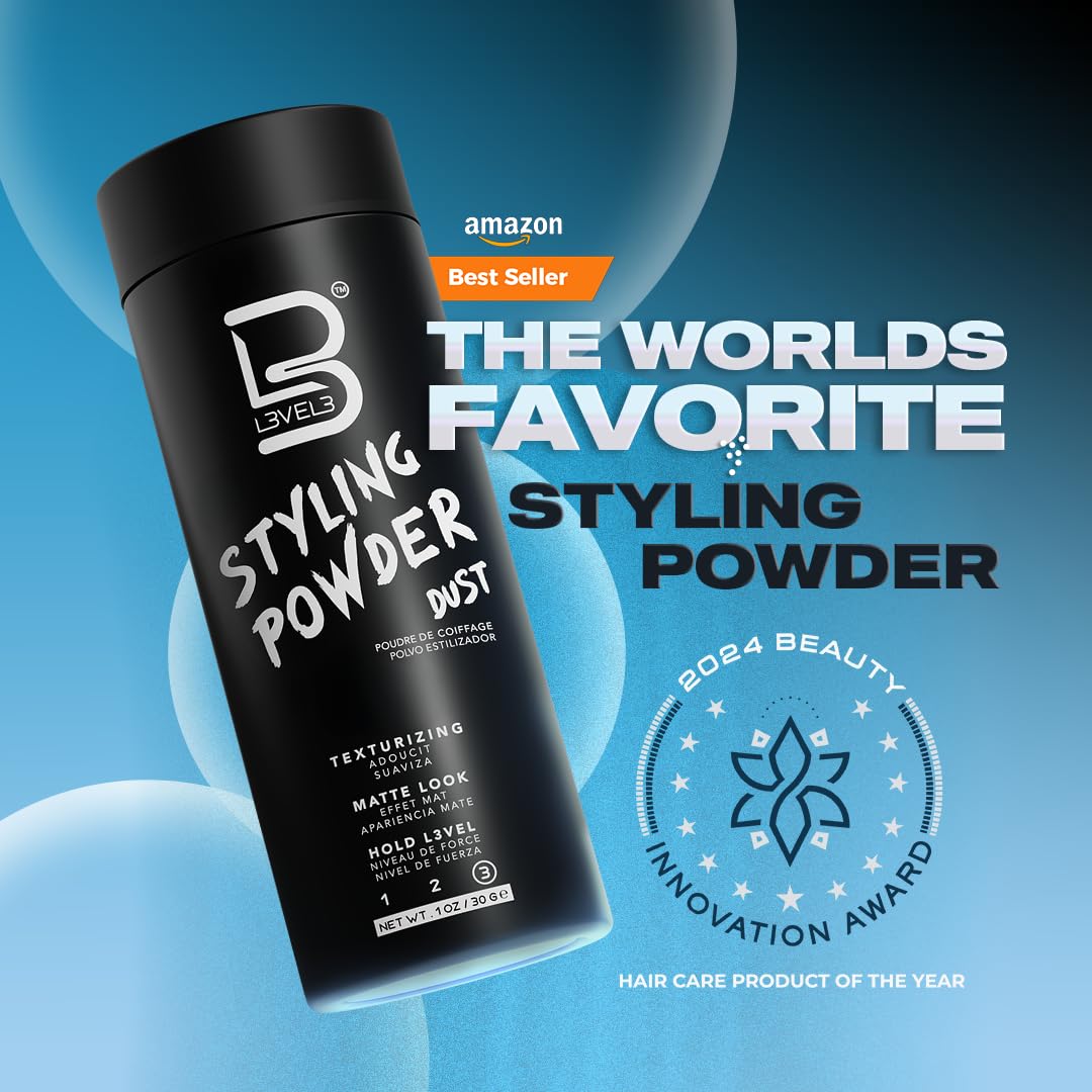 Black L3 Level 3 Styling Powder - Natural Look Mens Powder - Easy to Apply with No Oil or Greasy Residue (Small - 30 Grams)
