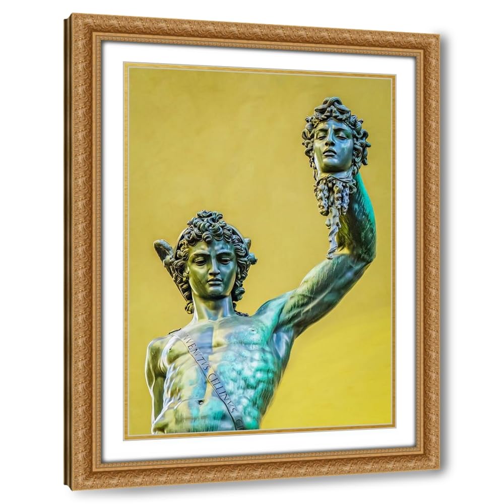 Dark Khaki ArtDirect Perseus, Florence, Italy. Statue by Cellini in Loggia dei Lanza of beheading of Medusa by Perseus. Custom Framed Art Print Giclee or Canvas Options with Various Sizes by McCallum, Murray