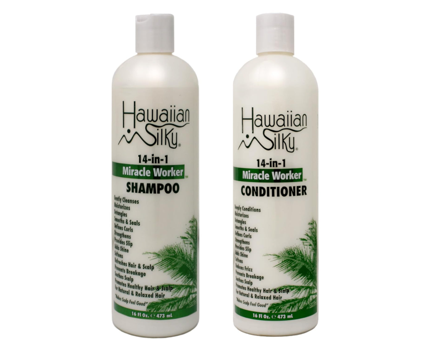 White Smoke Hawaiian Silky Miracle Worker 14-in-1 Shampoo & Conditioner Bundle, Hydrating & Strengthening Hair Care Set, 16 fl oz Each