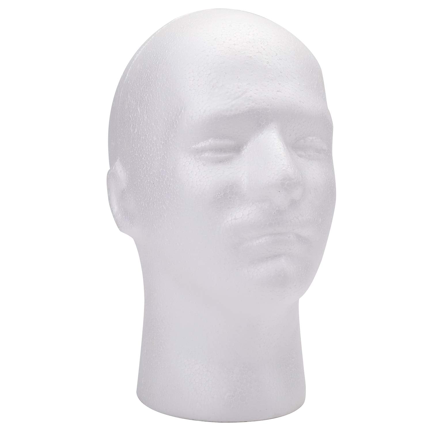 Light Gray Foraineam 2 Pack Male Foam Head 11 Inch Man Mannequin Manikin Foam Heads Wig Display Holder Hats Glasses Display Stand