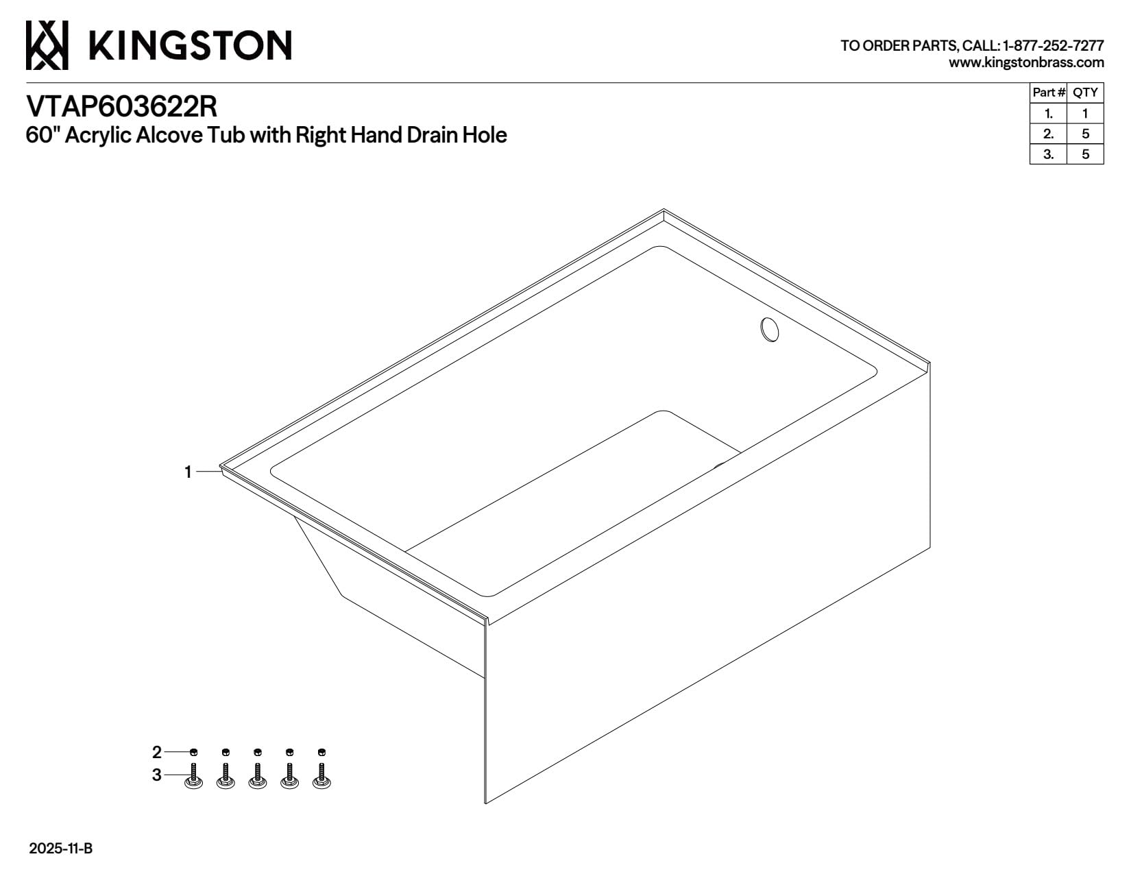White Smoke Kingston Brass Aqua Eden VTAP603622R 60-Inch Acrylic Alcove Tub with Right Hand Drain, White