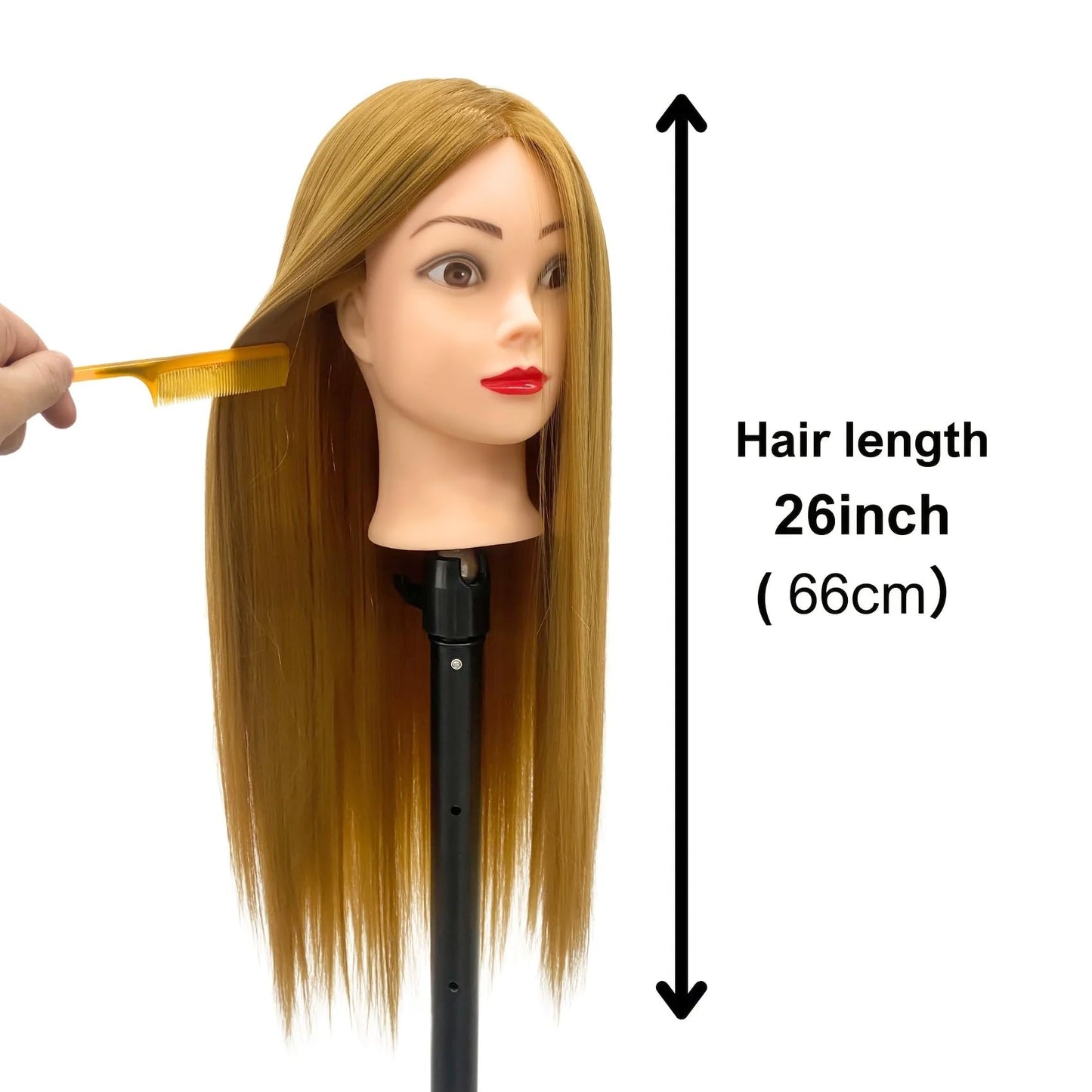 White Smoke 26"-28" Light Auburn Hair Mannequin Head Practicing Braiding, Cosmetology Mannequin Head with Hair for Styling, Training Doll Head for Group Practice Braids Skills and Have Fun