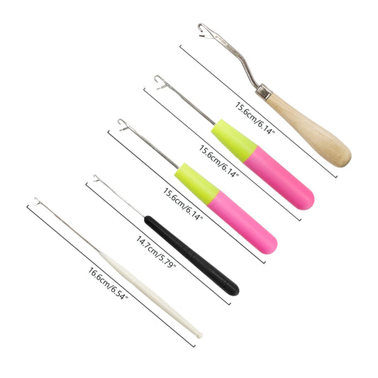 White Smoke 5PCS Latch Hook, Different Sizes Small Crochet Hooks Needle for Hair