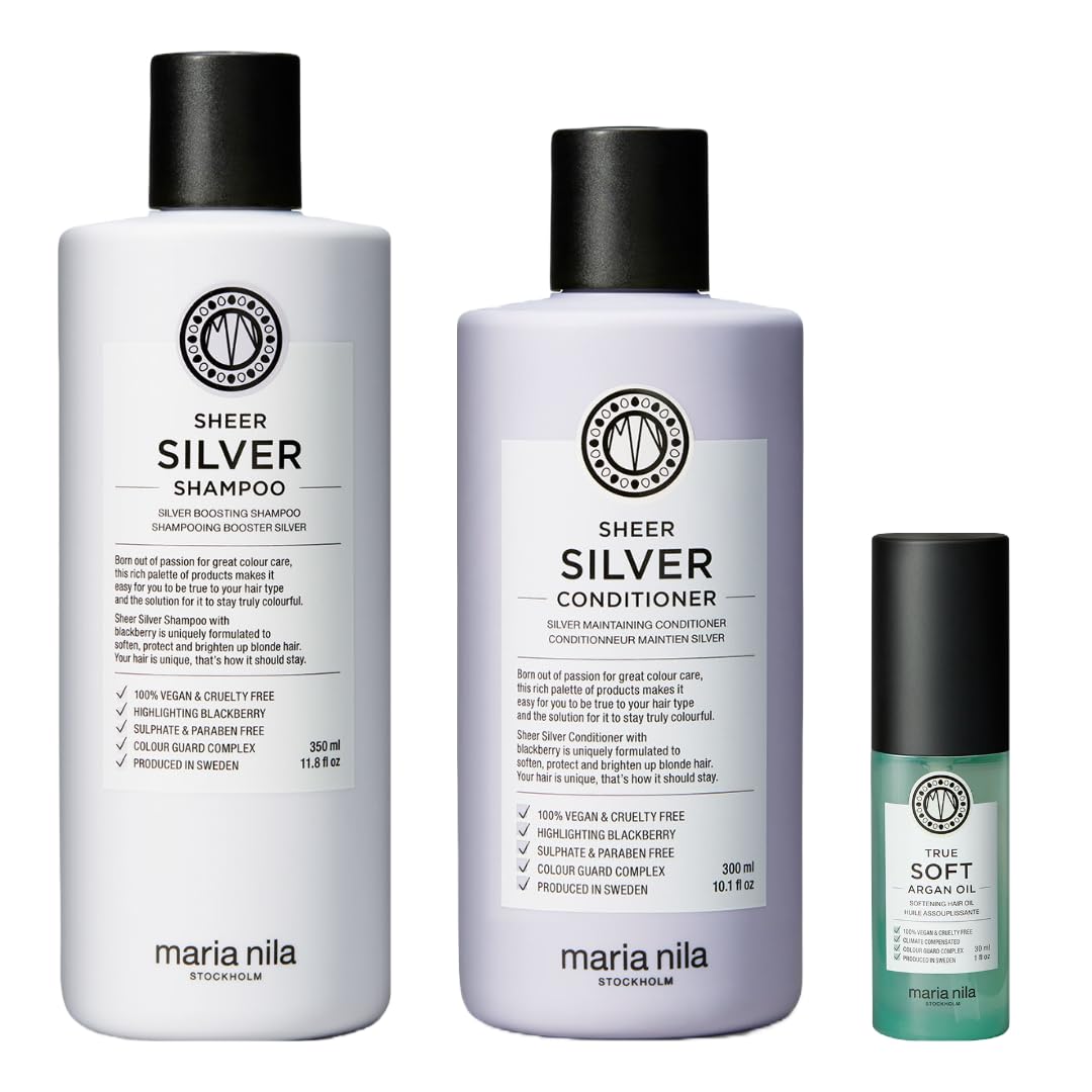 White Smoke Maria Nila Sheer Silver Gift Box, Neutralizes Golden Shades, Violet Pigments Gives Cool Tone, 100% Vegan & Sulfate/Paraben free