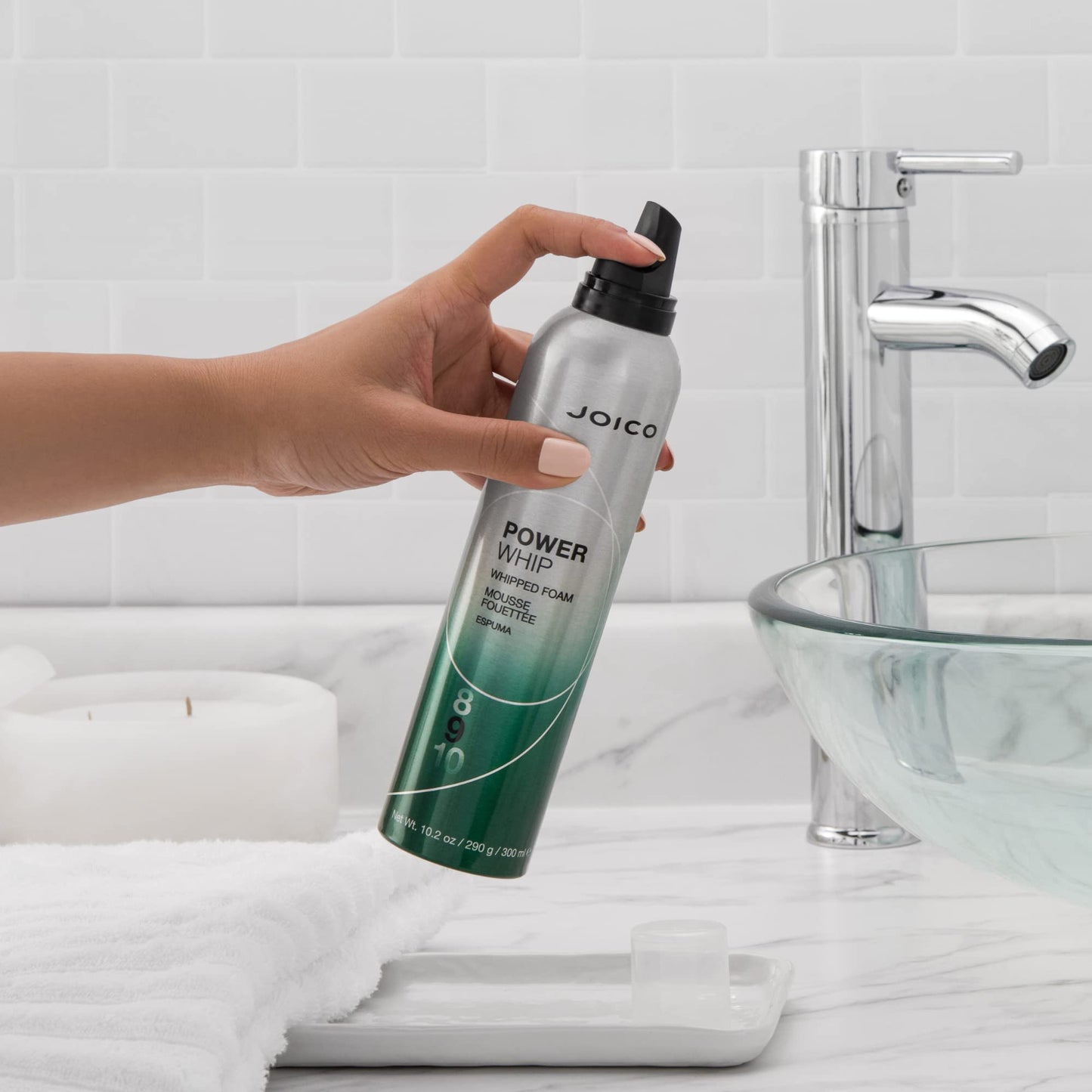 Light Gray Joico Power Whip Whipped Foam | For Most Hair Types | Add Volume & Body | Thermal Heat, Humidity, & Pollution Protection | Boost Shine | Control Frizz & Flyaways | Silicone & Paraben Free | 10.2 Fl Oz
