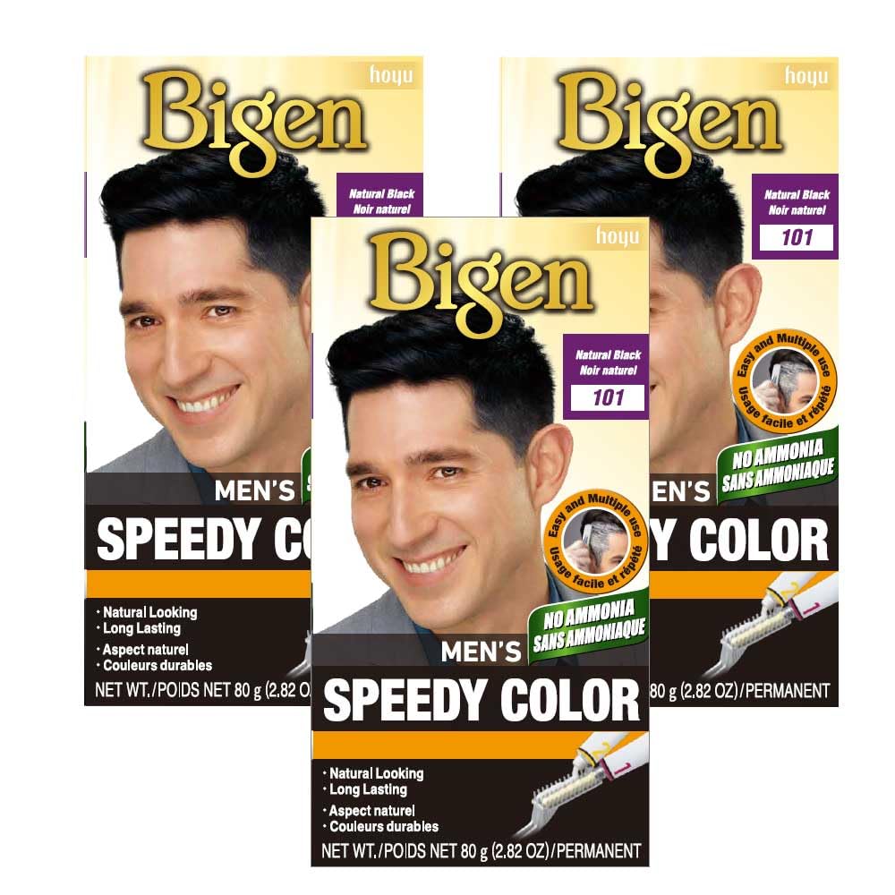 White Smoke Bigen Men’s Speedy Color 101 Natural Black - 3 Pack