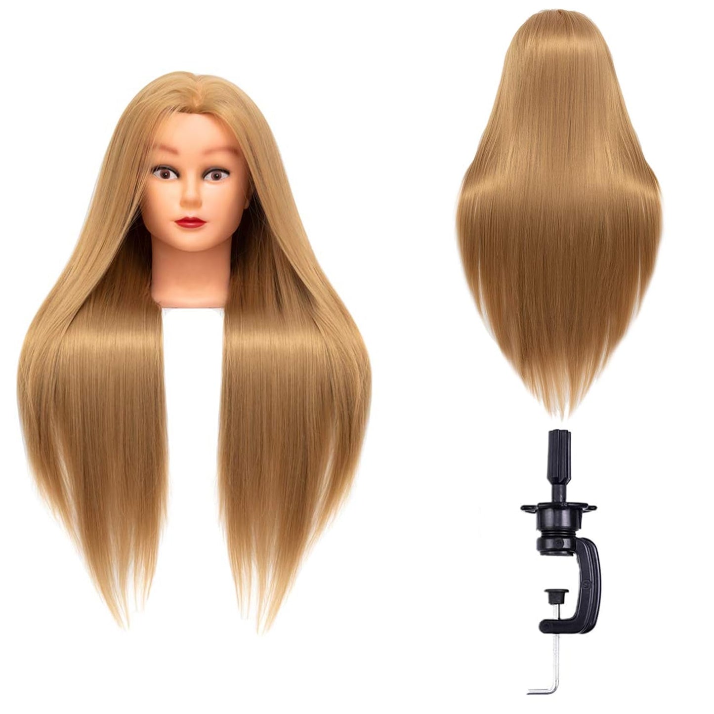 White Smoke Cosmetology Mannequin Head Hair Styling 26-28inch Training Head Synthetic Fiber Manikin Head Doll Head with Clamp （#27 Blonde 20Inch）