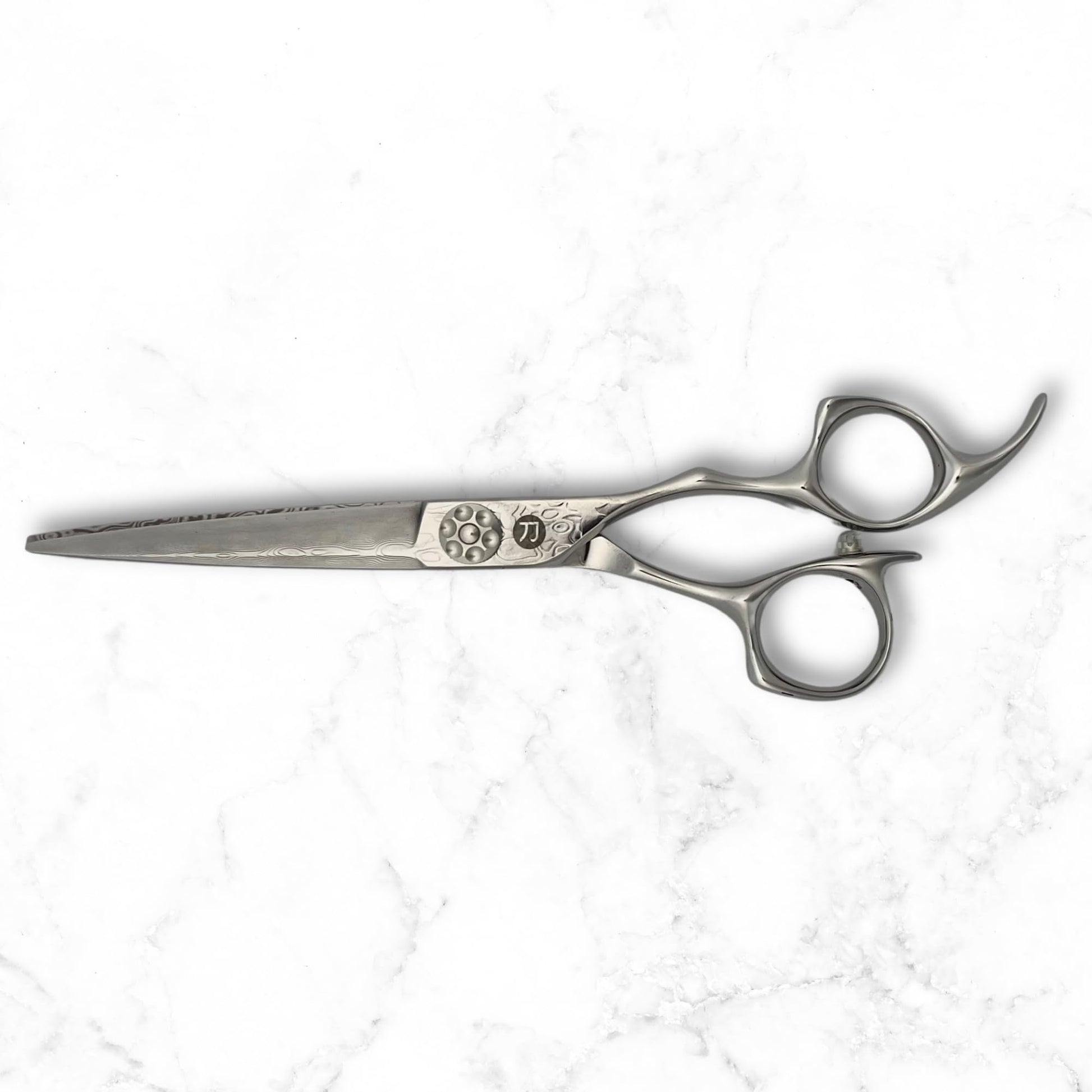 White Smoke 6 Inch Hair Cutting Shears Made From Damascus Steel - Saki Kanzen - For Professional Haircutting - Wet or Dry Hair