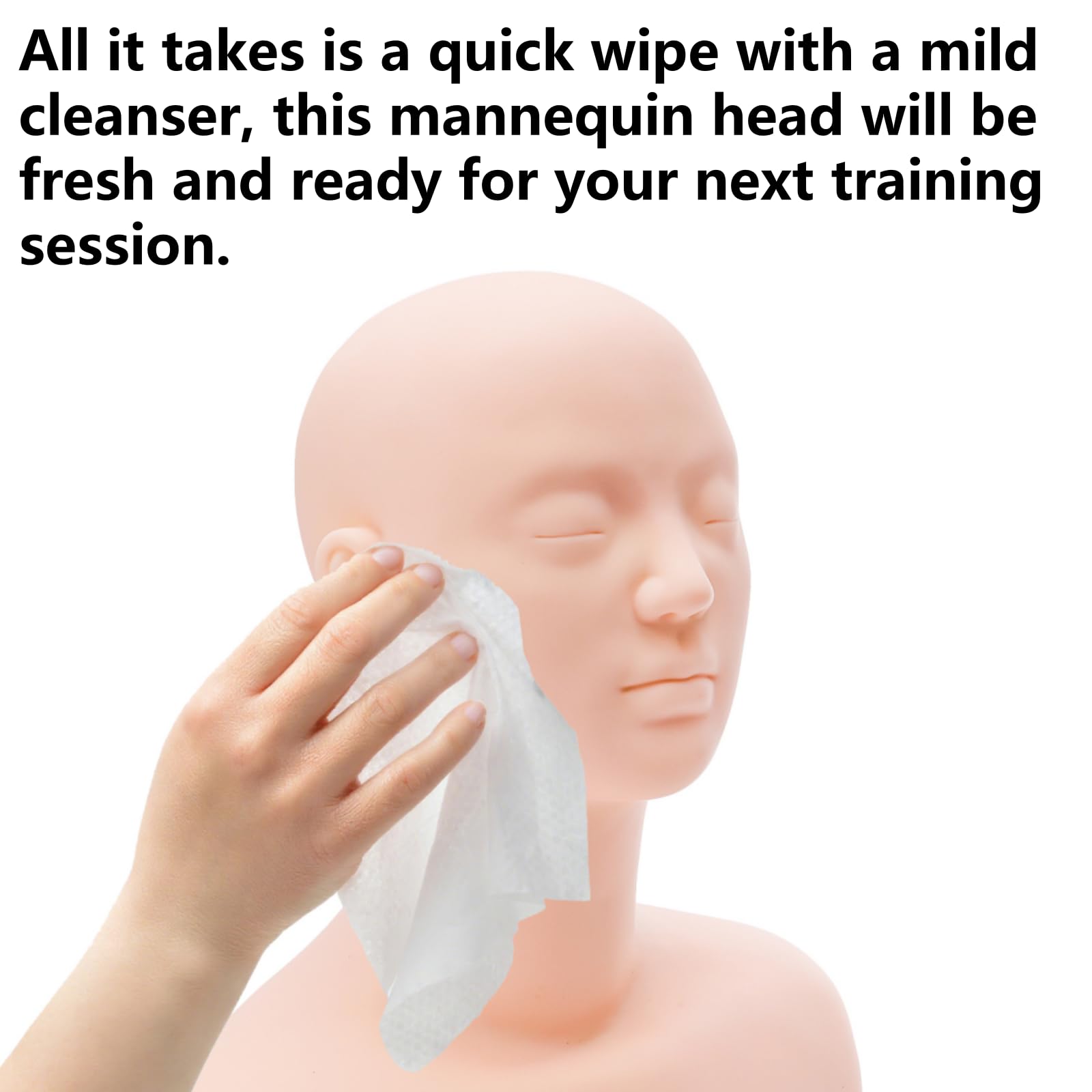 White Smoke Dicunoy Esthetics Mannequin Head with Shoulder, Soft PVC Human Hair Mannequin Head for Makeup, Facial Techniques, Massage, Lash Extensions Practice, Wig Display, Salons Cosmetology School