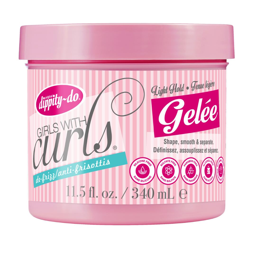 Thistle Dippity Do Girls with Curls Light Hold Gelee, Shape, Smooth & Separate Curls, Formulated with Aloe, Vitamin E & Wheat Protein, Frizz-Free, Never Crunchy, Curly Hair Gel For Women, 11.5 FL Oz