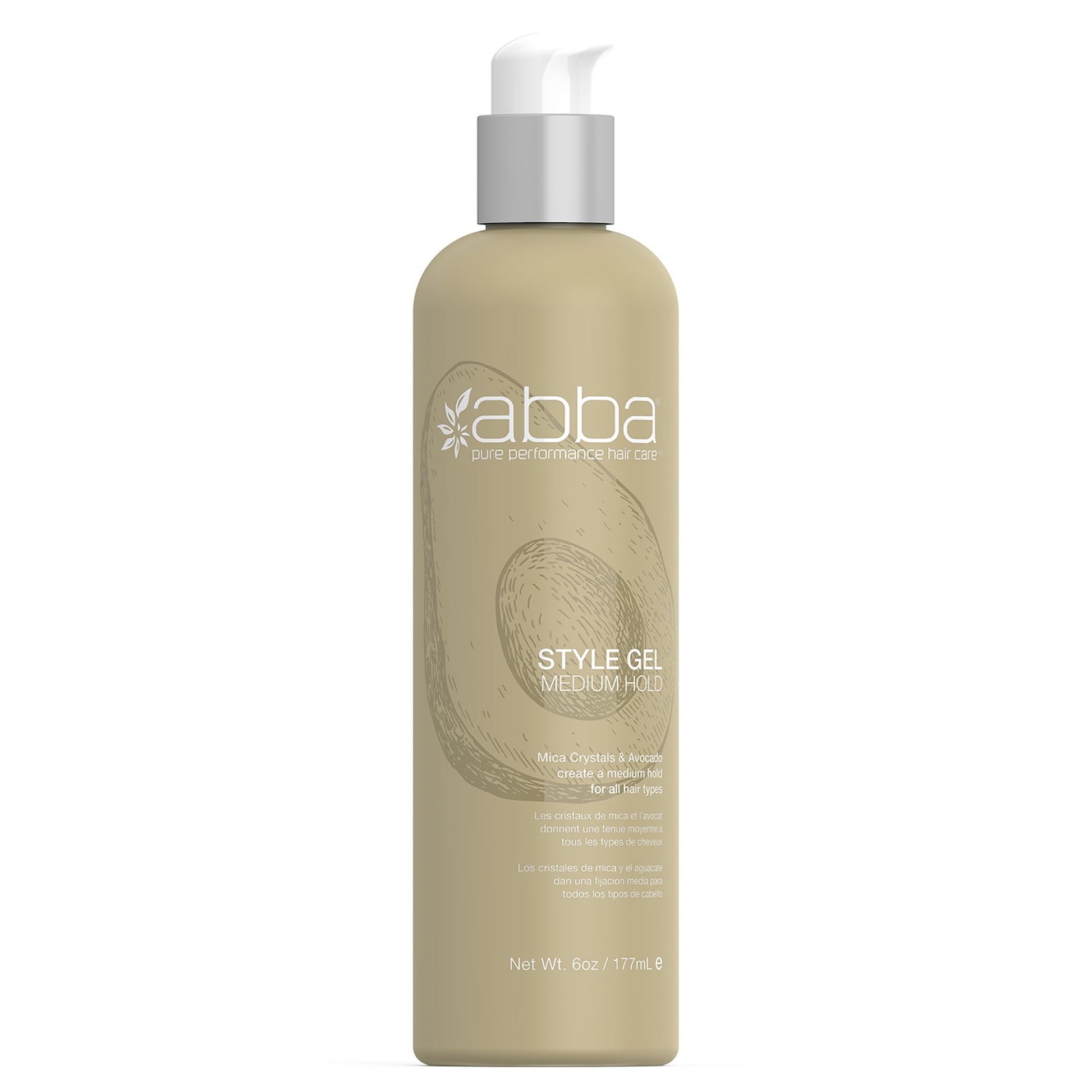 Tan ABBA - Pure Style Gel Medium Hold – Mica Crystals & Avocado, 6 fl oz