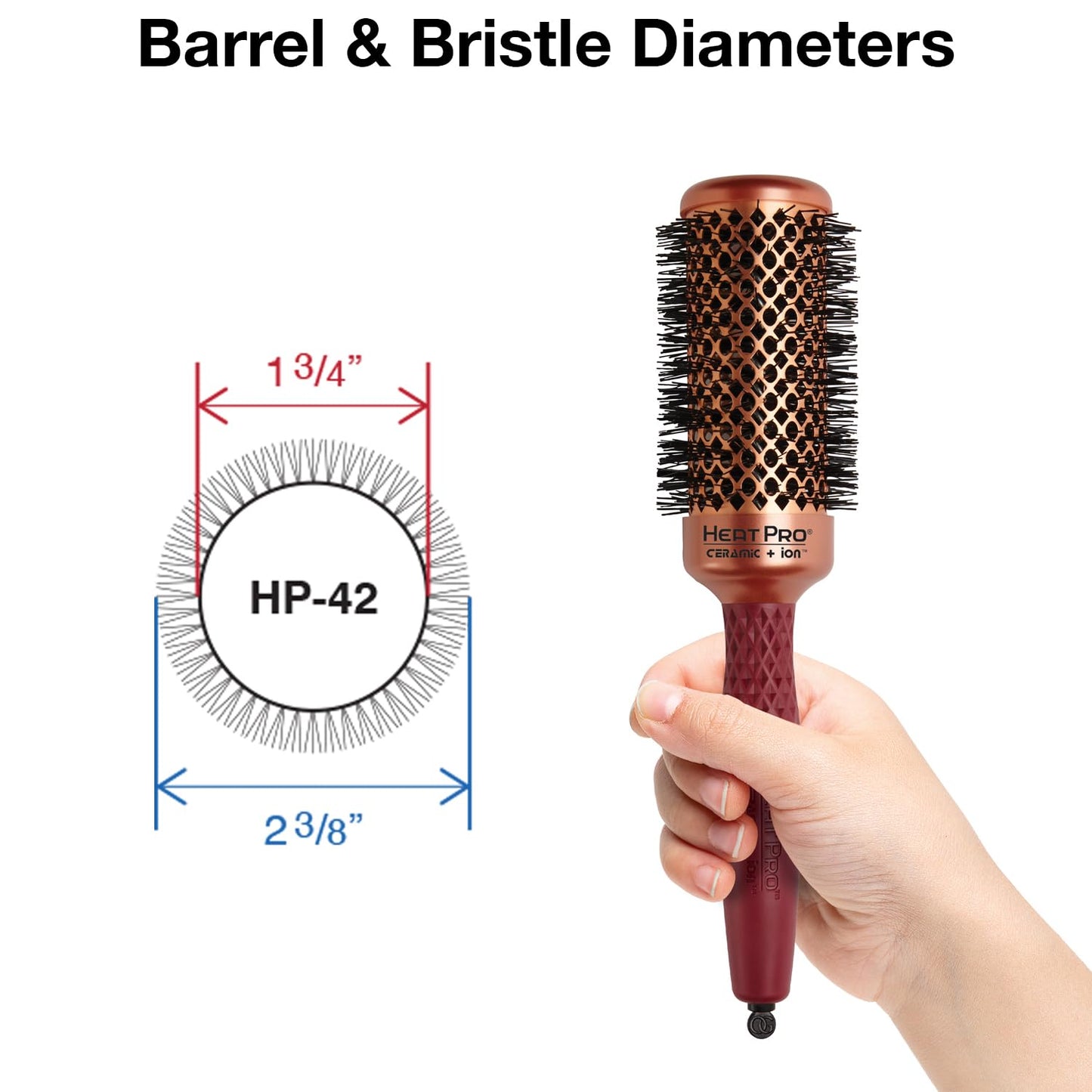 White Smoke Olivia Garden HeatPro Round Thermal Brush - Not Electrical - Professional Blowout Brush for Normal to Thick Hair - Heat Resistant Up to 550°F