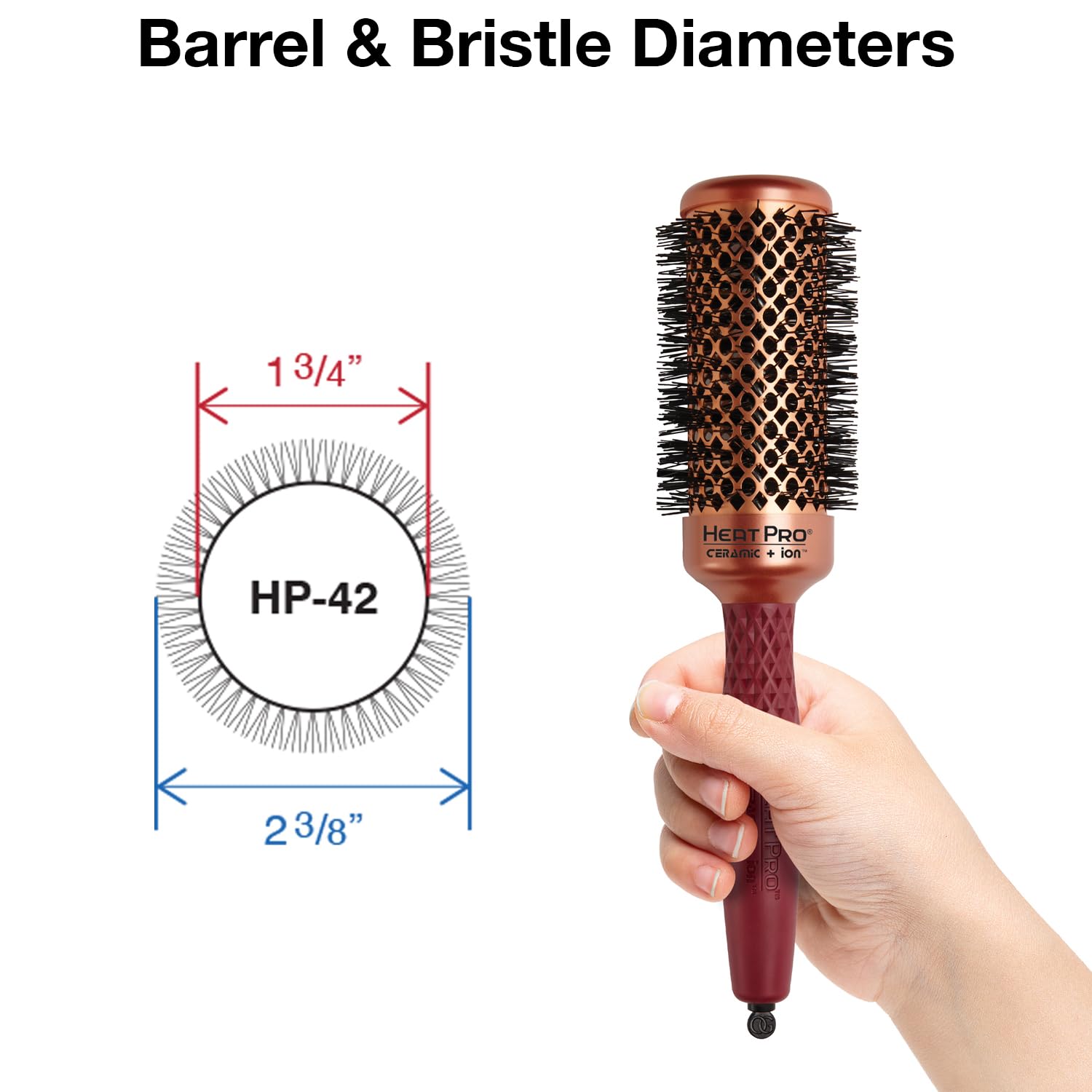 White Smoke Olivia Garden HeatPro Round Thermal Brush - Not Electrical - Professional Blowout Brush for Normal to Thick Hair - Heat Resistant Up to 550°F