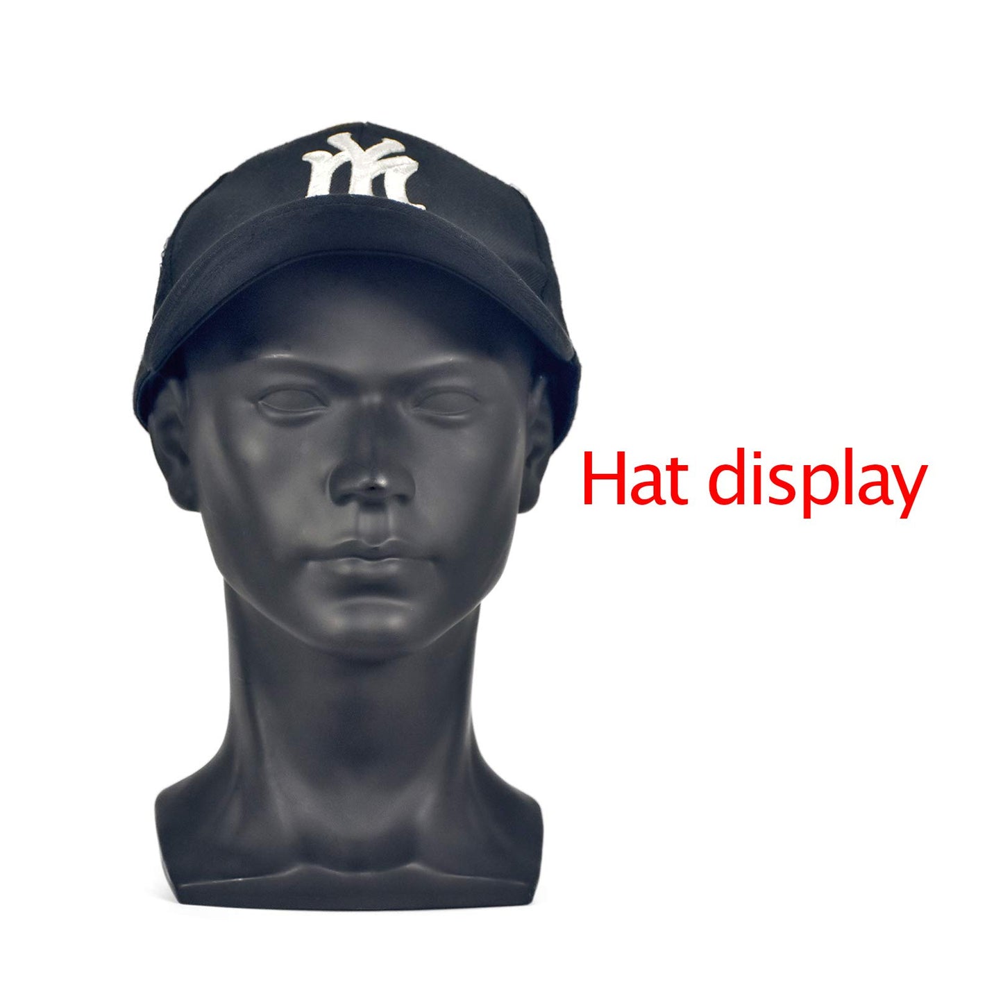 White Smoke FanLin Male Mannequin Head Professional Manikin Head for Display Wigs Hats Headphone Mask Sunglasses Jewelry and Scravat Display Stand (Matte-Black)