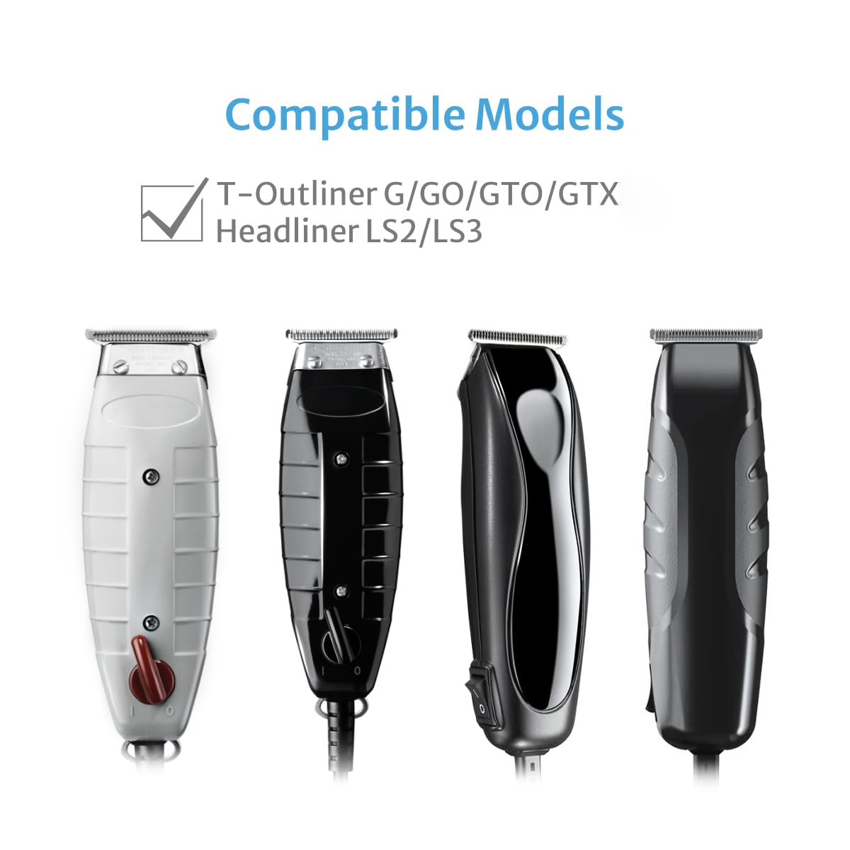 White Smoke T-Blades Compatible with Andis T-Outliner G, GO, GTO, GTX, Headliner LS2, LS3 Replacement, 1Pack【New Version】
