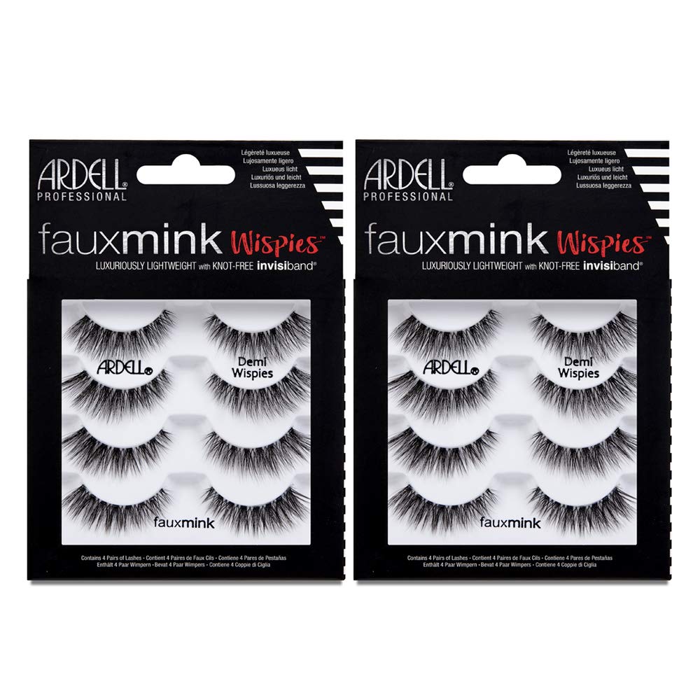 Black Ardell Faux Mink Lashes Demi Wispies False Eyelashes Multipack, Natural Look Lashes for Everyday Wear, 2 Pack