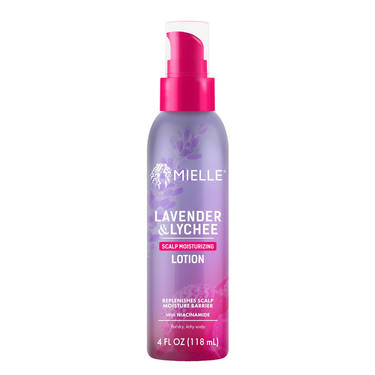 White Smoke Mielle Organics Lavender & Lychee Scalp Moisturizing Lotion, Leave-In Treatment for Dry Itchy Scalp, Lightweight Scalp Moisturizer with Niacinamide Aloe Menthol, Protective Styles, 4 fl oz