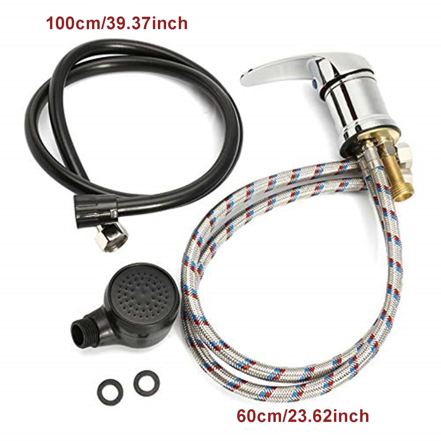 White Smoke Reicyfang Basin Faucet Shower Head Wash Hair Tap Mixing Valve, Brass Salon Shampoo Bowl Faucet and Sprayer Kit, Salon Sink Faucet Replacement or Salon Sink Parts, Salon Spa Hot Cold Mixer