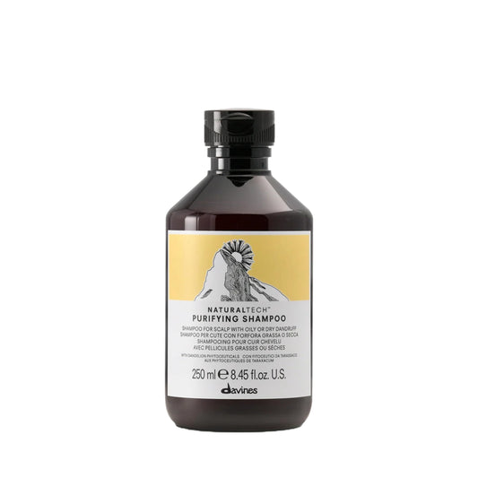 White Smoke Davines Naturaltech Purifying Shampoo, Clarifying & Anti-Dandruff for Dandruff (Oily or Dry) - With Dandelion Phytoceuticals - Cleanser for Scalp with Dandruff, 8.45 Fl Oz