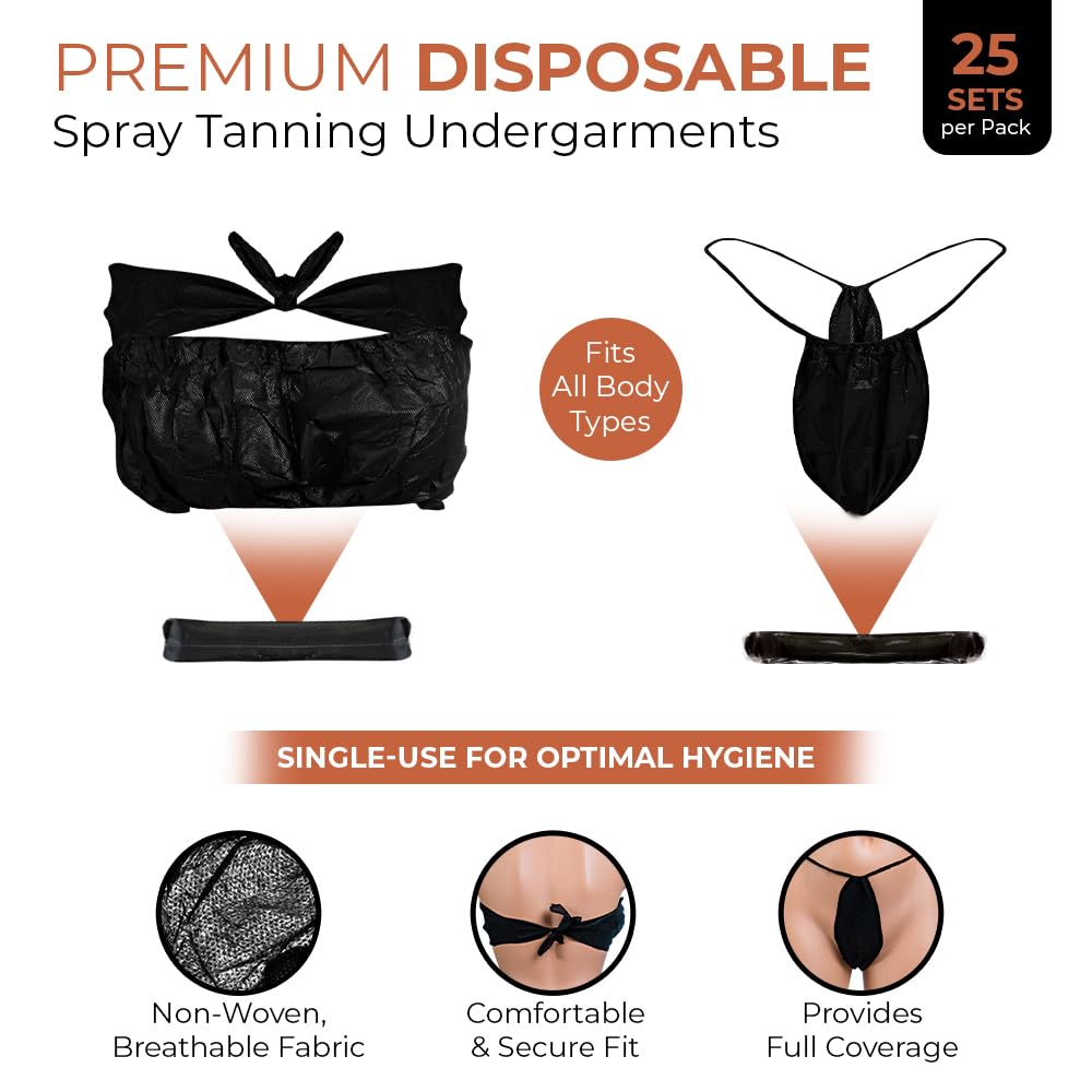 White Smoke Bronze Tan Disposable Undergarments for Spray Tan - Non-Woven, Breathable Undergarments, Full Coverage, Hygienic - Ideal for Professional Salons & Home Use, Universal Fit - Pack of 25 Set
