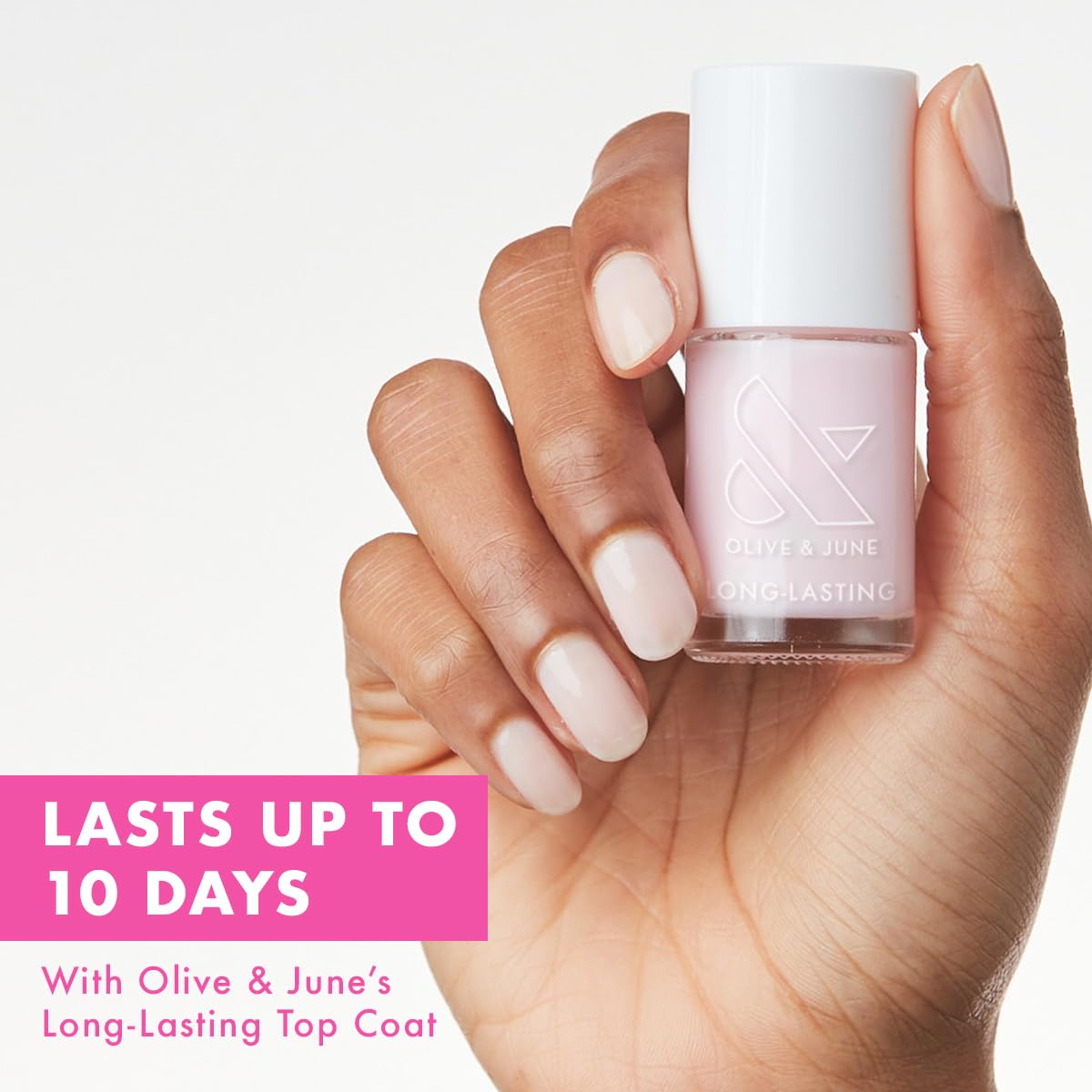 White Smoke Olive & June Long Lasting Nail Polish | Spring Pastel Nails | Plump Gel-Like Finish No Lamp Needed | Lasts up to 10 days | Salon-Quality 15-Free Vegan & Cruelty-Free Chip-Resistant | Strawberry Scone