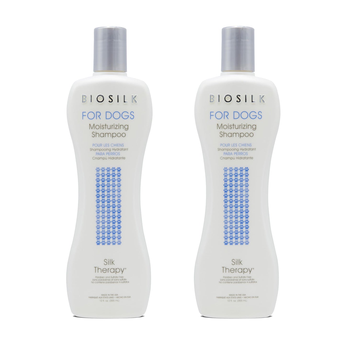 White Smoke BioSilk for Dogs Silk Therapy Moisture Shampoo with Silk Proteins and Vitamins, Restores Shine and Softness, Sulfate Free, Paraben Free, pH Balanced, Made in USA, 12 Fl Oz - 2 Pack