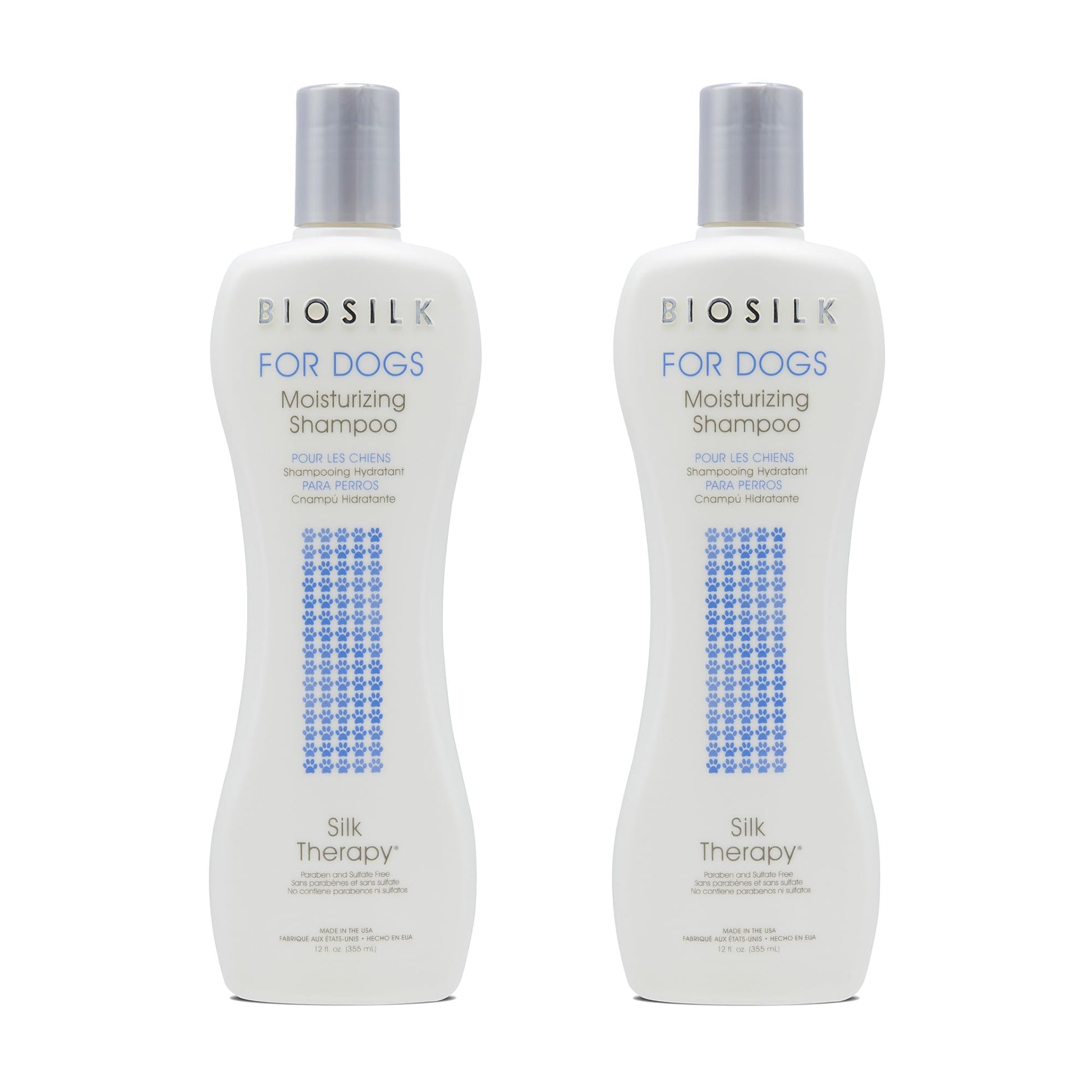 White Smoke BioSilk for Dogs Silk Therapy Moisture Shampoo with Silk Proteins and Vitamins, Restores Shine and Softness, Sulfate Free, Paraben Free, pH Balanced, Made in USA, 12 Fl Oz - 2 Pack