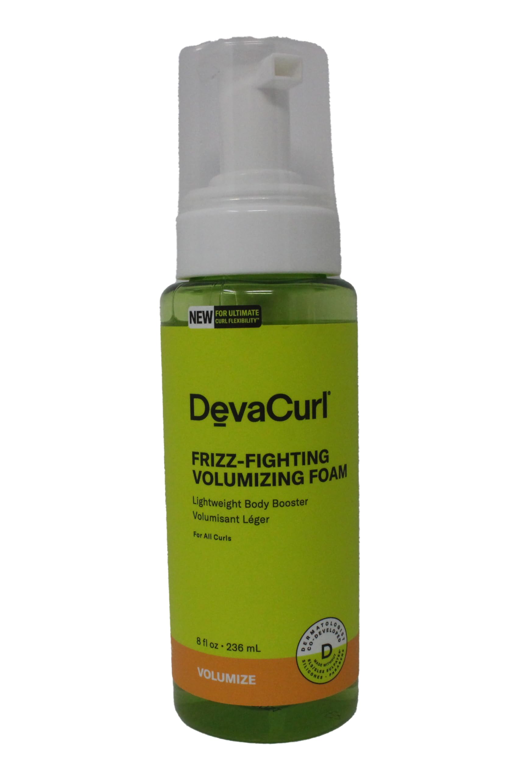 Dark Gray DevaCurl Frizz-Fighting Volumizing Foam Lightweight Body Booster | Adds Volume and Fullness | Up To 48 Hours Humidty Resistance | All Waves, Curls, and Coils