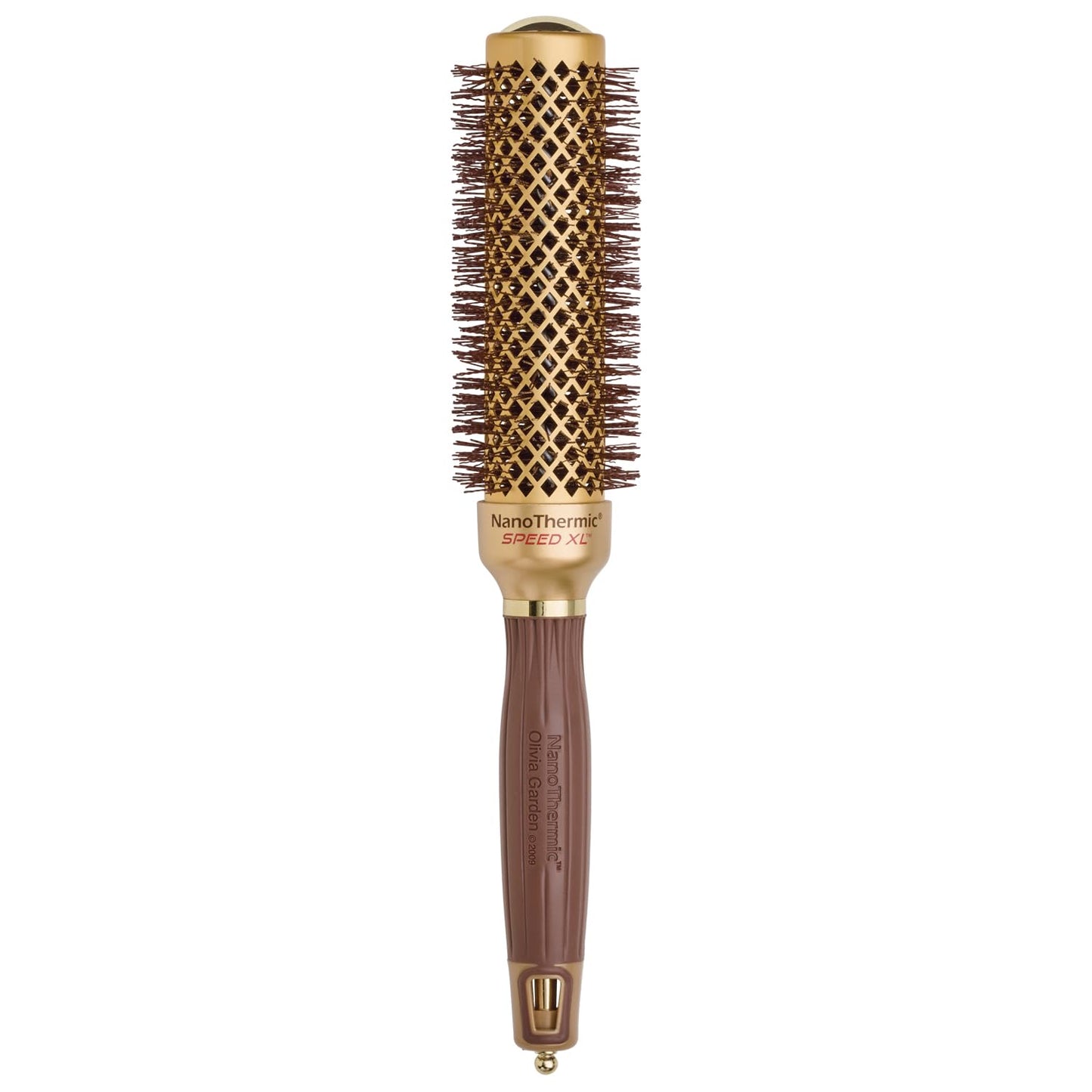 White Smoke Olivia Garden NanoThermic Ceramic + Ion Speed XL Round Thermal Hair Brush - Not Electrical - Professional Blowout Brush for Normal to Thick Hair - 1 1/4"-Diameter Barrel - NTXL-34