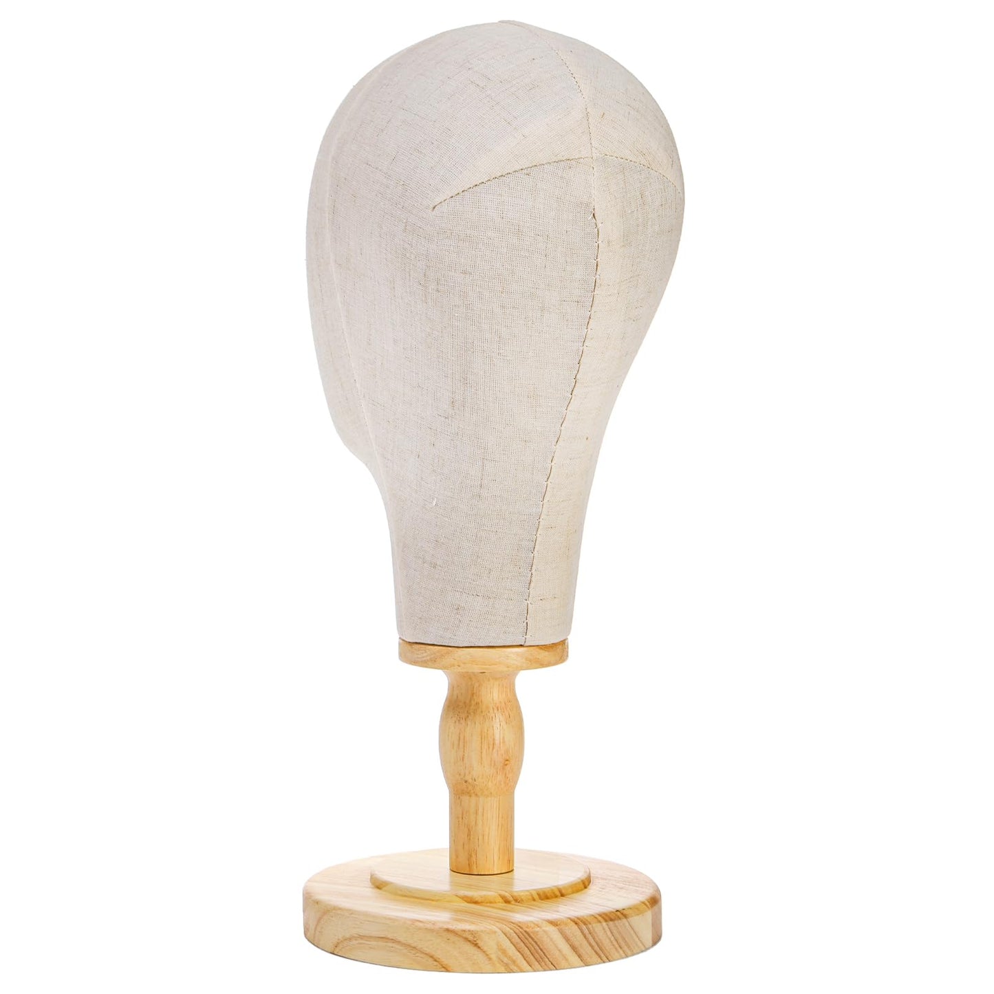 White Smoke Peohud 21 Inch Mannequin Head, Canvas Wig Stand with Detachable Wood Stand, Linen Hat Display Model Head for Caps, Headdress, Wig Making
