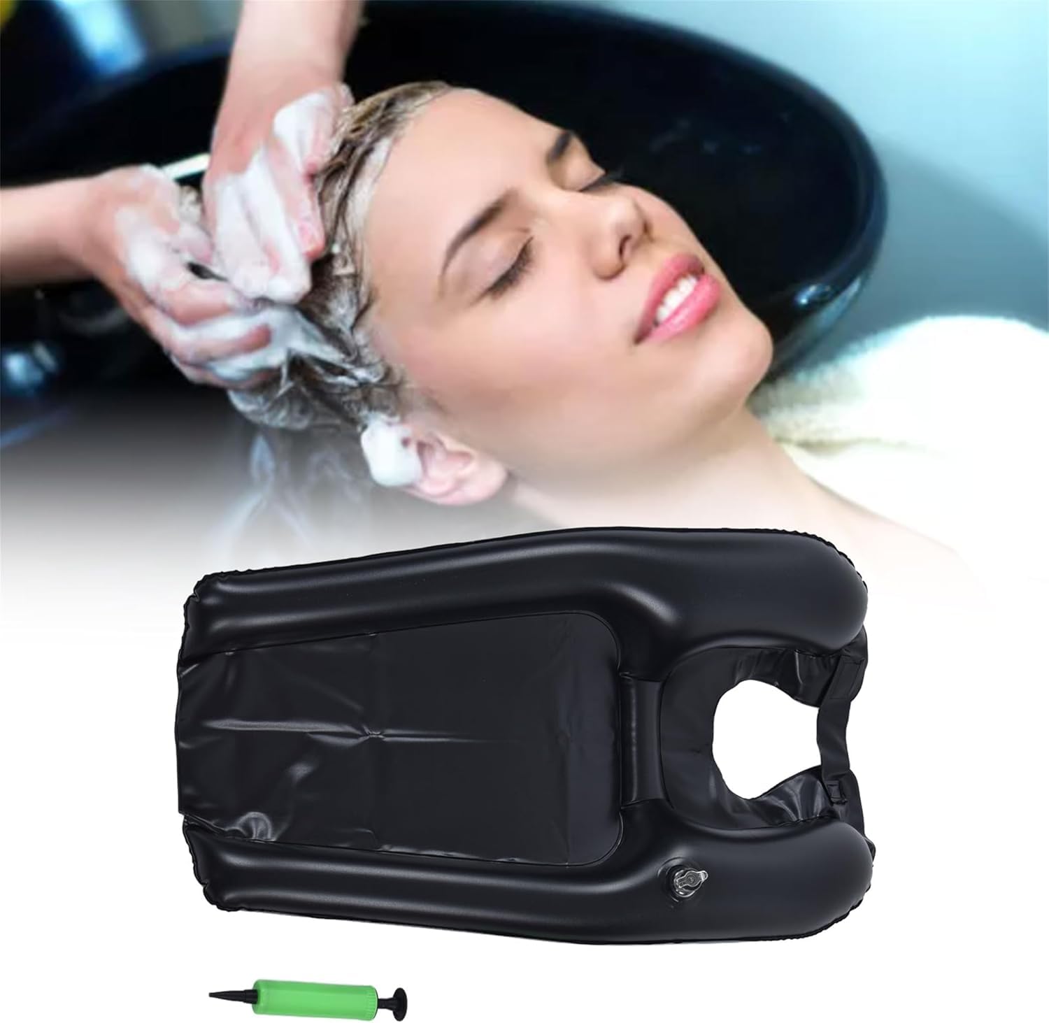 White Smoke Portable Shampoo Bowl with Inflator,Hair Washing Station for Kids,Inflatable Hair Washing Basin for Sink at Home,Outdoors Or The Hospital, for Handicapped,Child, Seniors, Pregnancy, Bedridden Patient