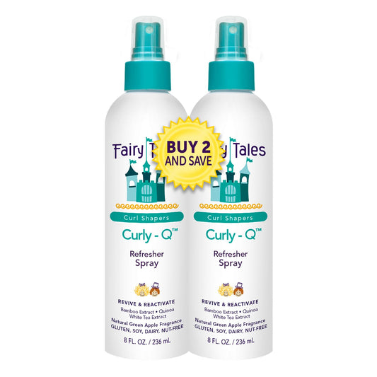 White Smoke Fairy Tales Curly-Q Curl Refresher for Kids - Lightweight Spray to Define Curls, Add Bounce and Reduce Frizz - 8oz (Pack of 2)