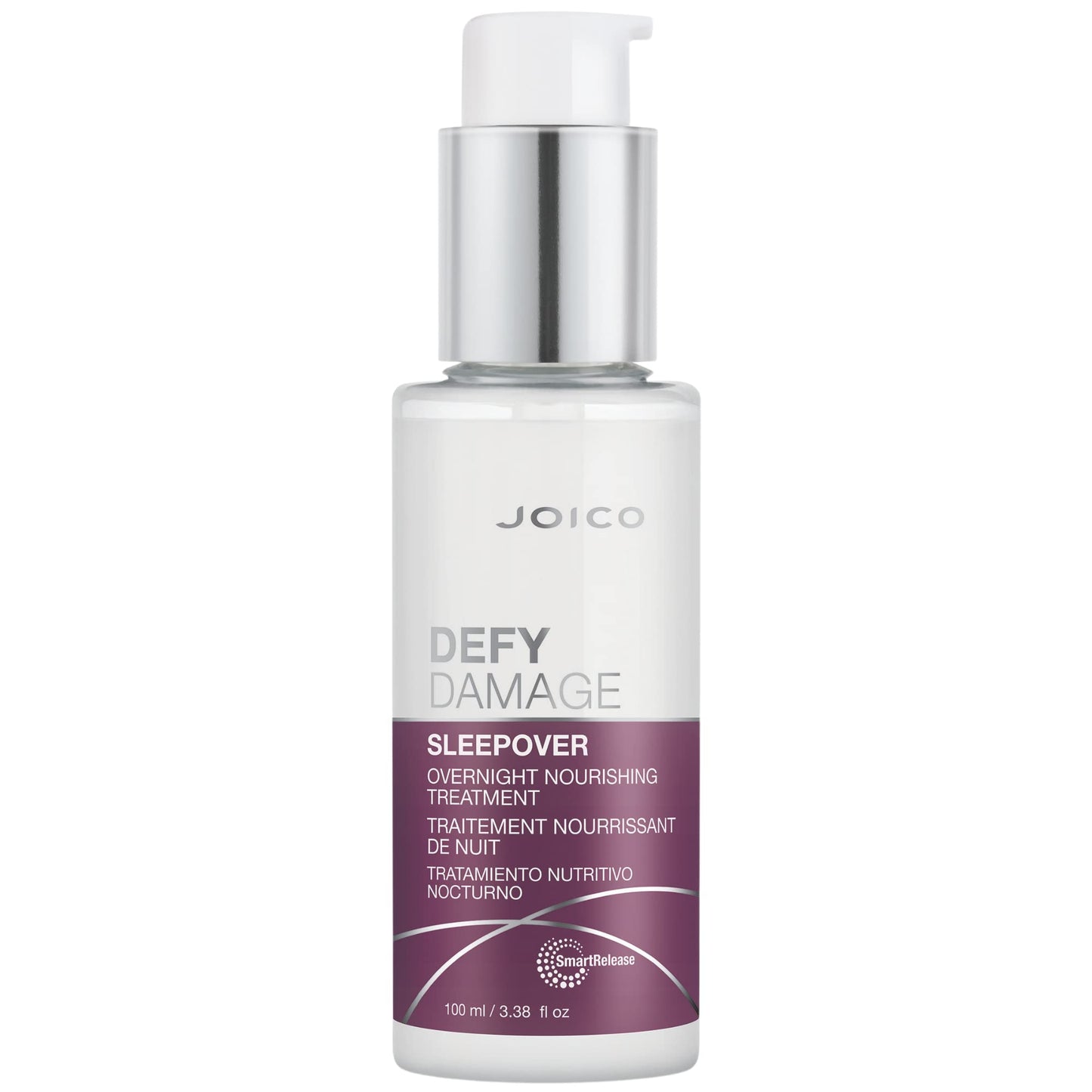 Lavender Joico Defy Damage Sleepover Overnight Nourishing Treatment | Instantly Softens & Smooths | Strengthen Bonds | Reduce Breakage & Split Ends | No Rinse Formula | With Arginine & Keratin | 3.38 oz